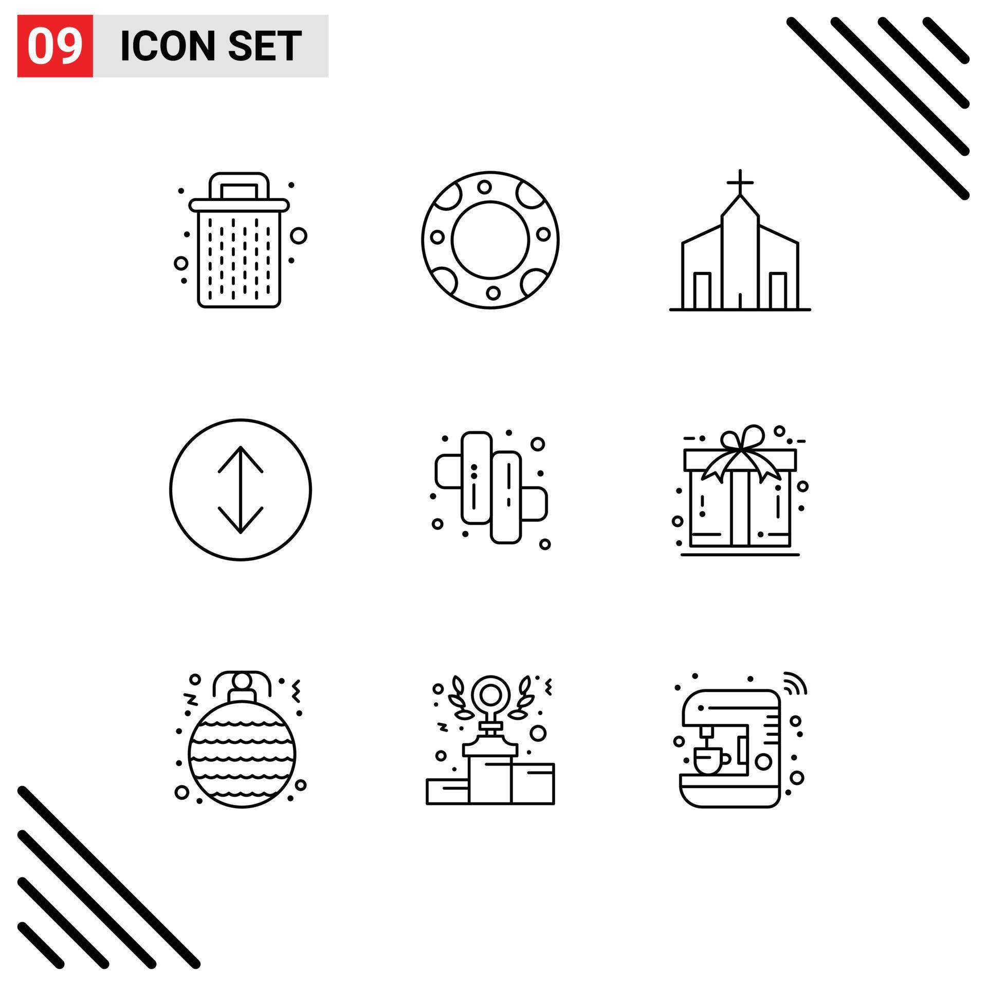 
									Modern Set of 9 Outlines and symbols such as ecommerce candy christian camping arrows Editable Vector Design Elements Stock Free