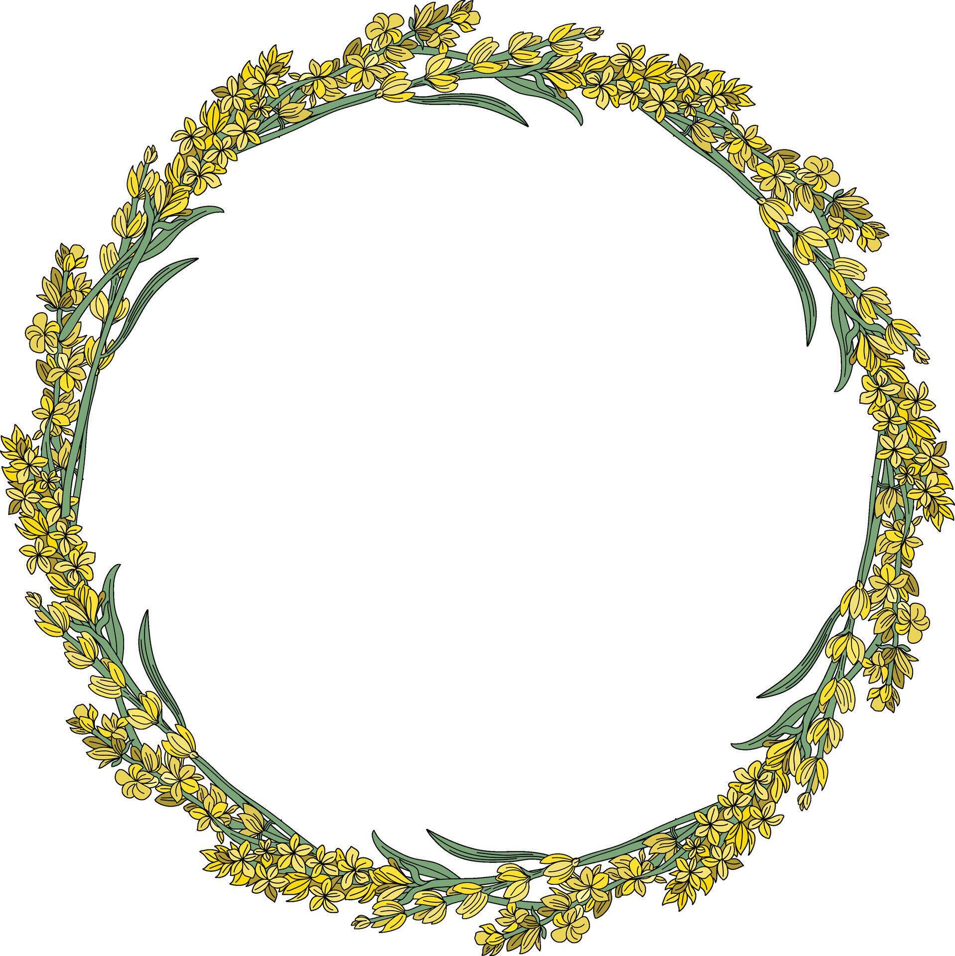 beautiful yellow flower bouquets arranged in a circle Stock Free