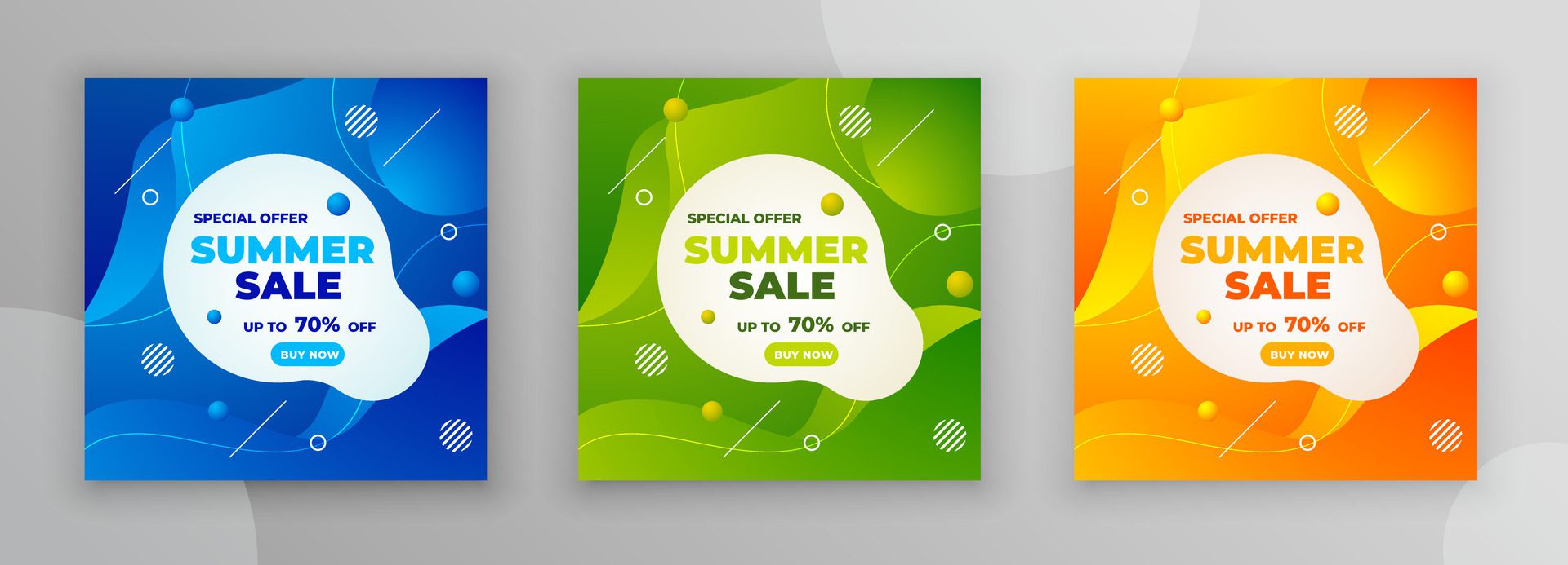 Abstract Summer Sale poster and banner template with 3 item Colorful Sale banner design. Free Vector