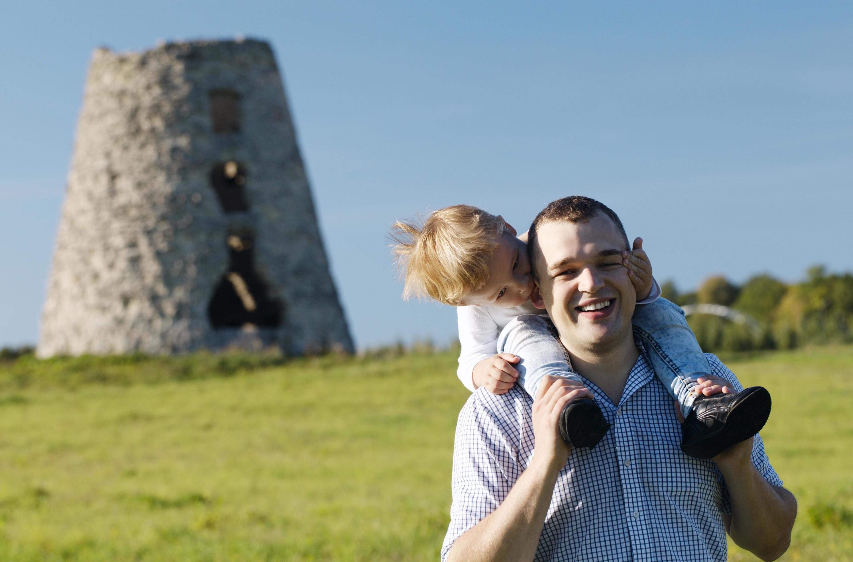 Father and son playing outside Stock Free