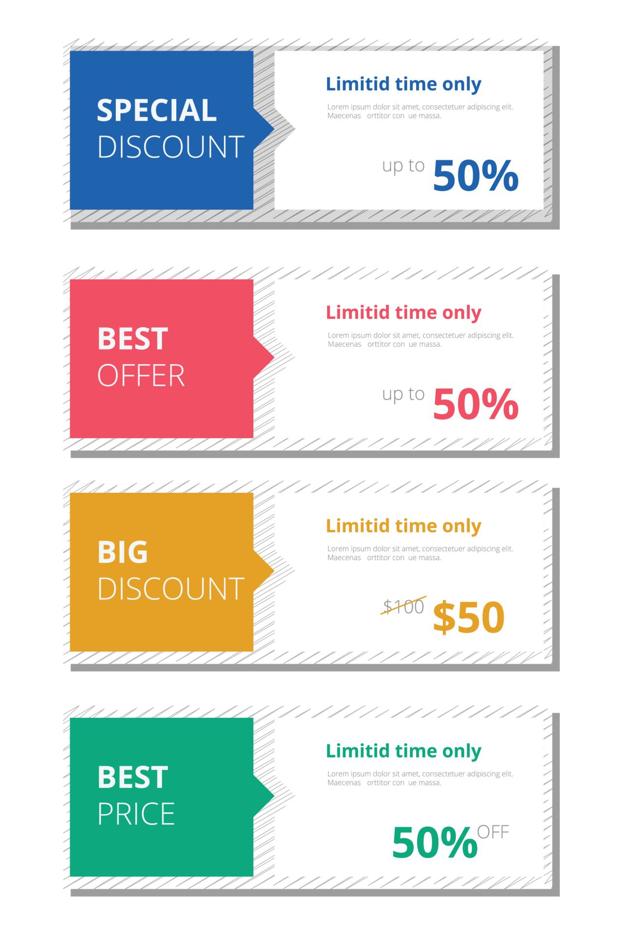 set of horizontal sale banner for advertising Free Vector