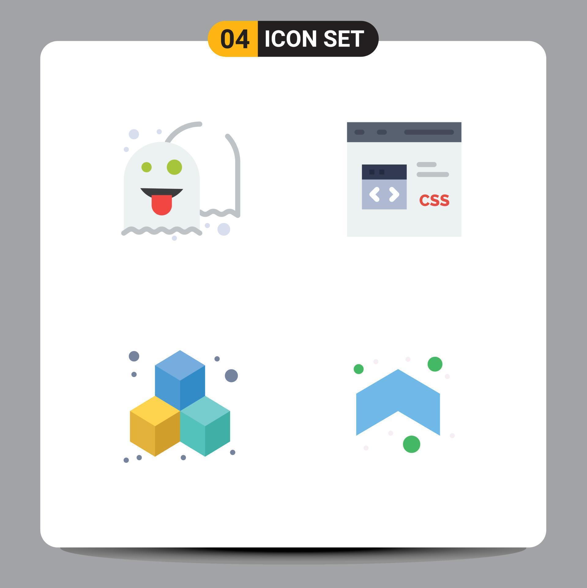 Set of 4 Modern UI Icons Symbols Signs for ghost box fun css arrow Editable Vector Design Elements Stock Free and Free SVG