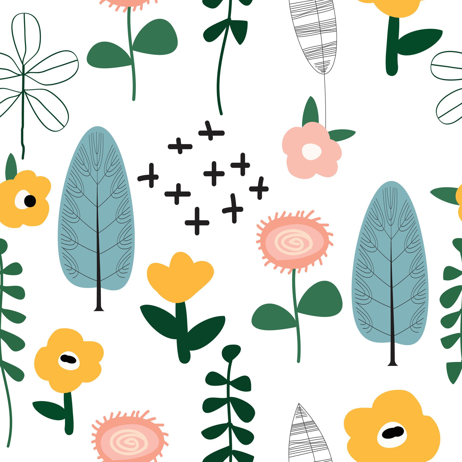 Seamless cute hand drawn floral pattern background Free Vector