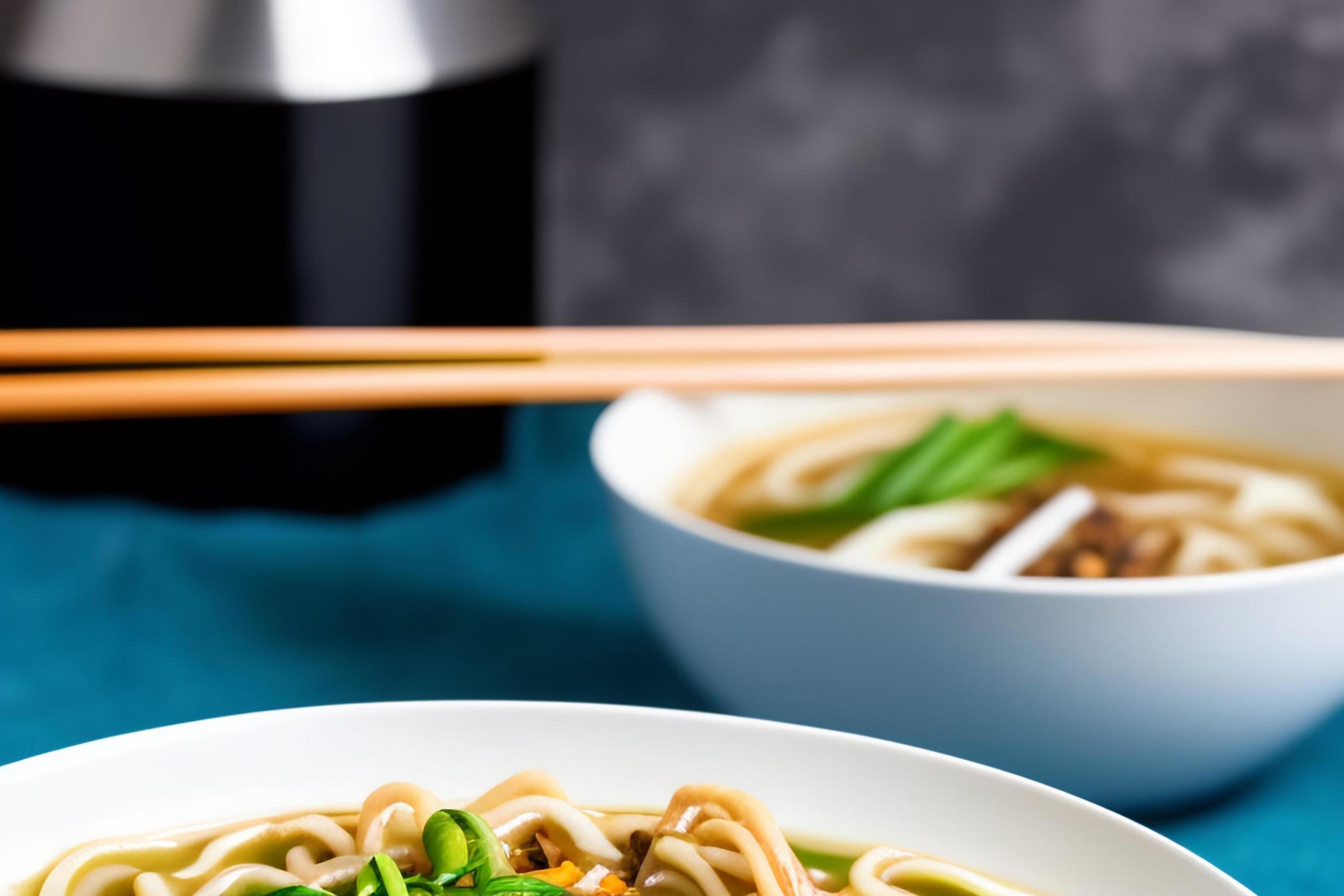 Delicious noodles. Fast food meal with appetizing pasta and chopsticks. Stock Free