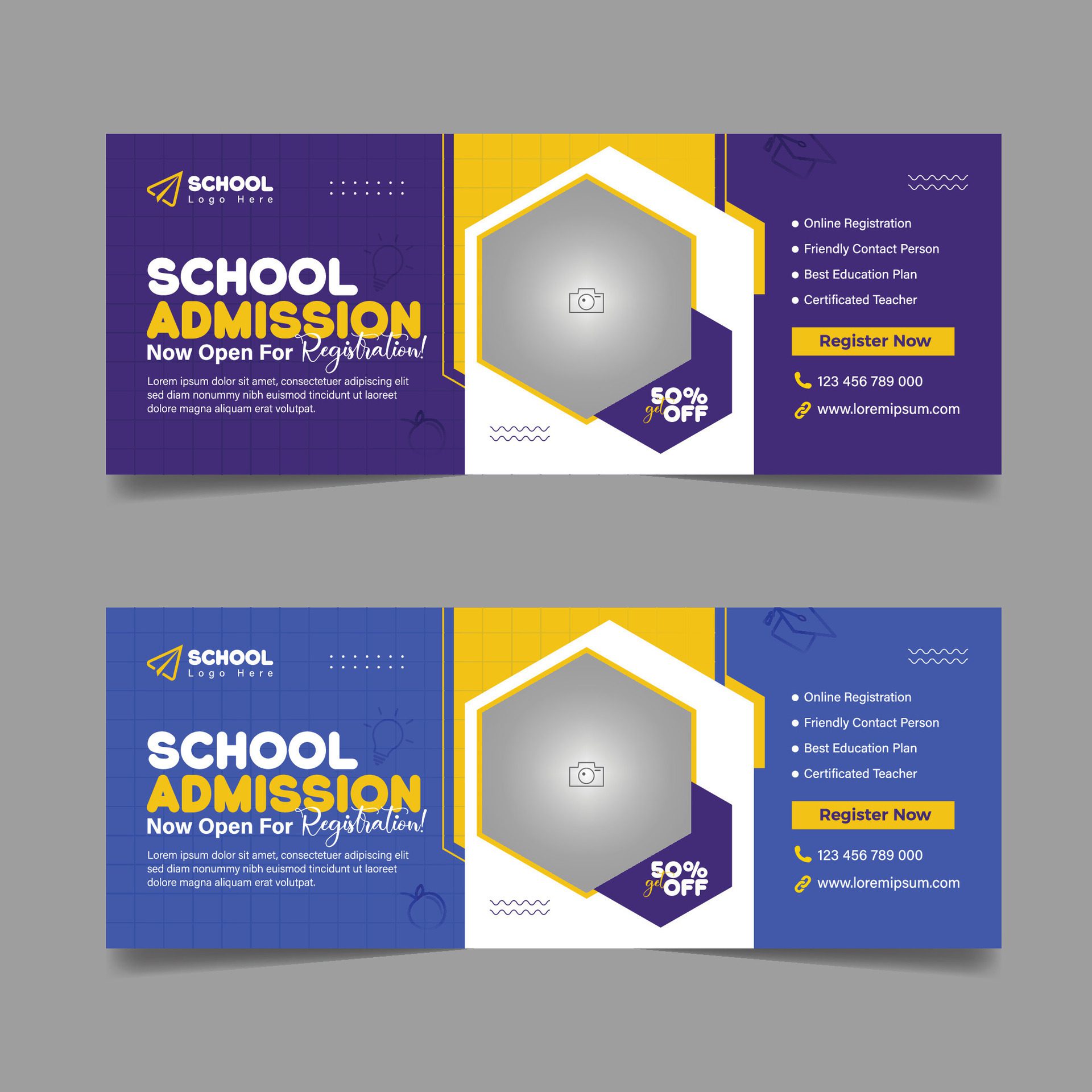 Back to school admission social media cover design and higher education banner template Free Vector