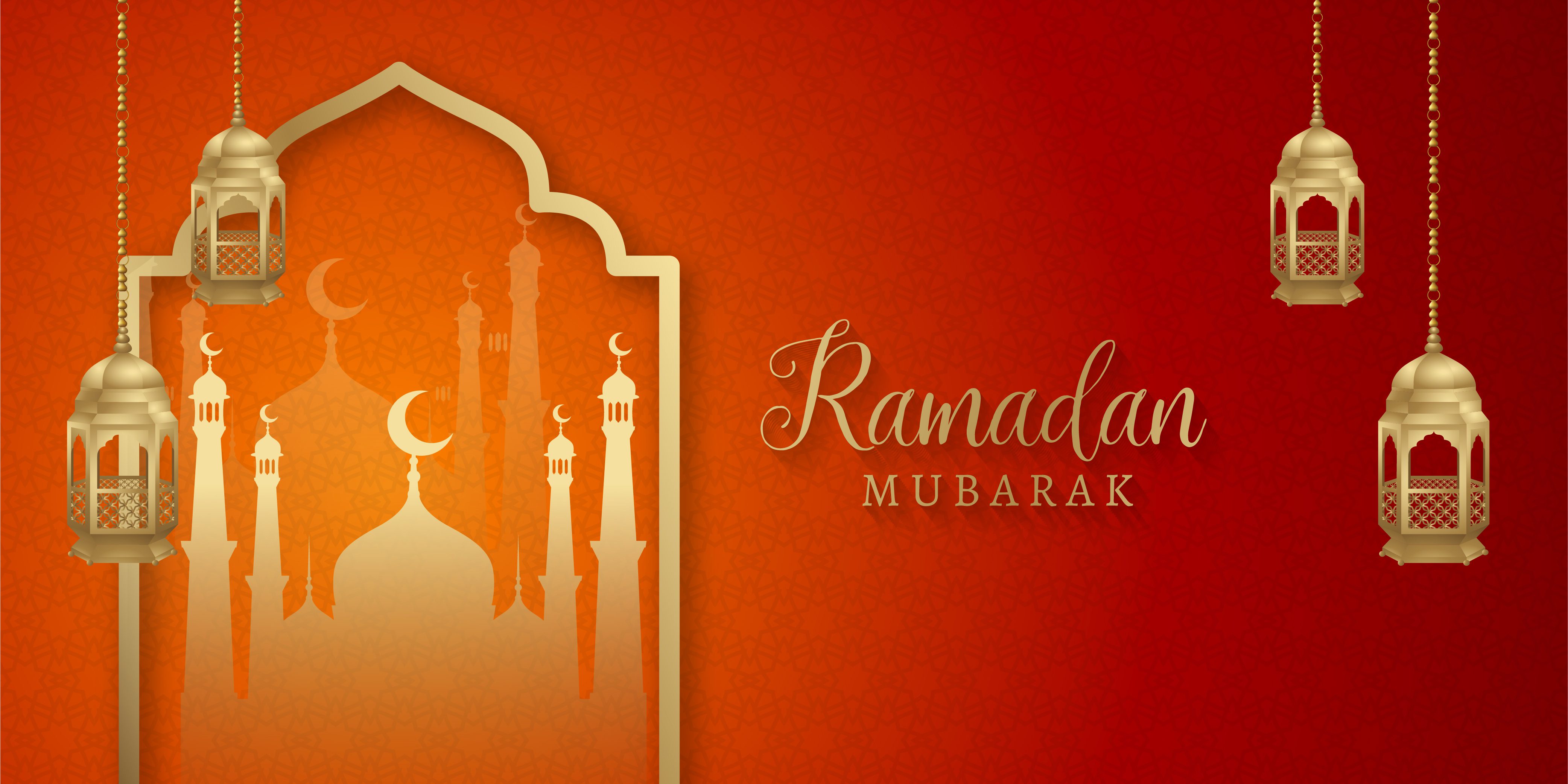 Red Ramadan Kareem Islamic Social Media Banner Free Vector