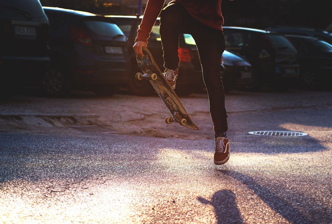 Riding a Skateboard Stock Free