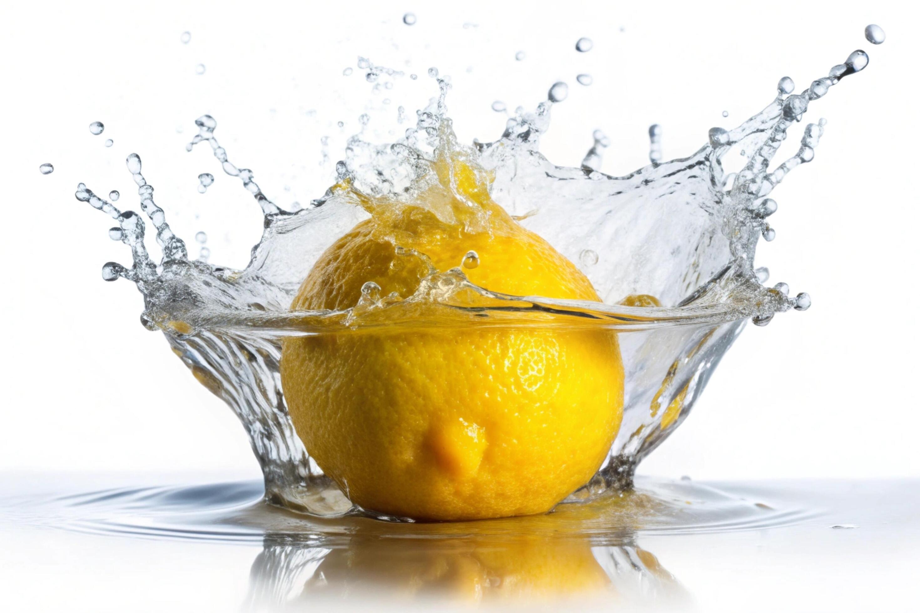 Lemon splashes on white background Stock Free