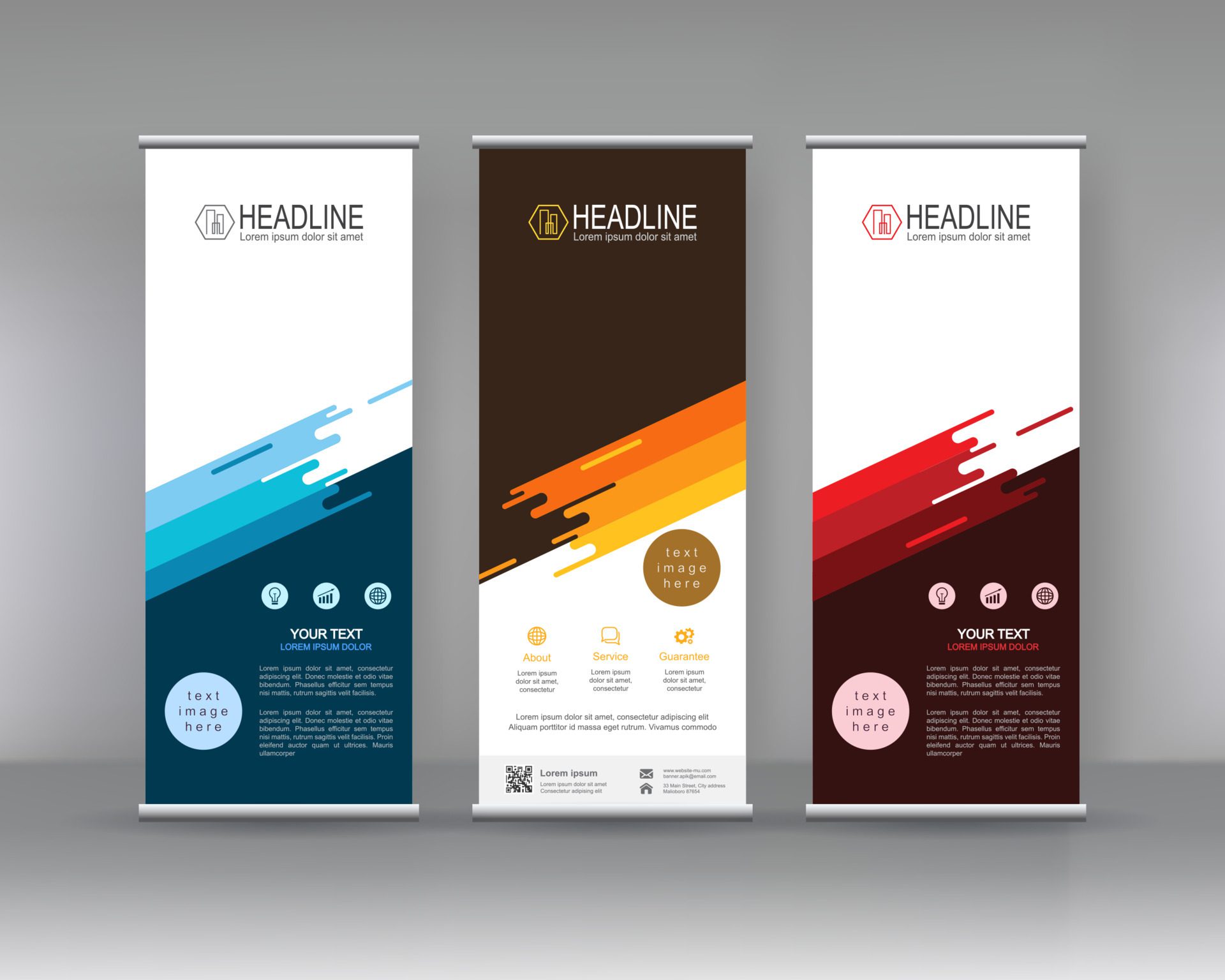 Roll up banner stand brochure flyer vertical template design, covers ,infographics ,vector abstract geometric background, modern x-banner Free Vector