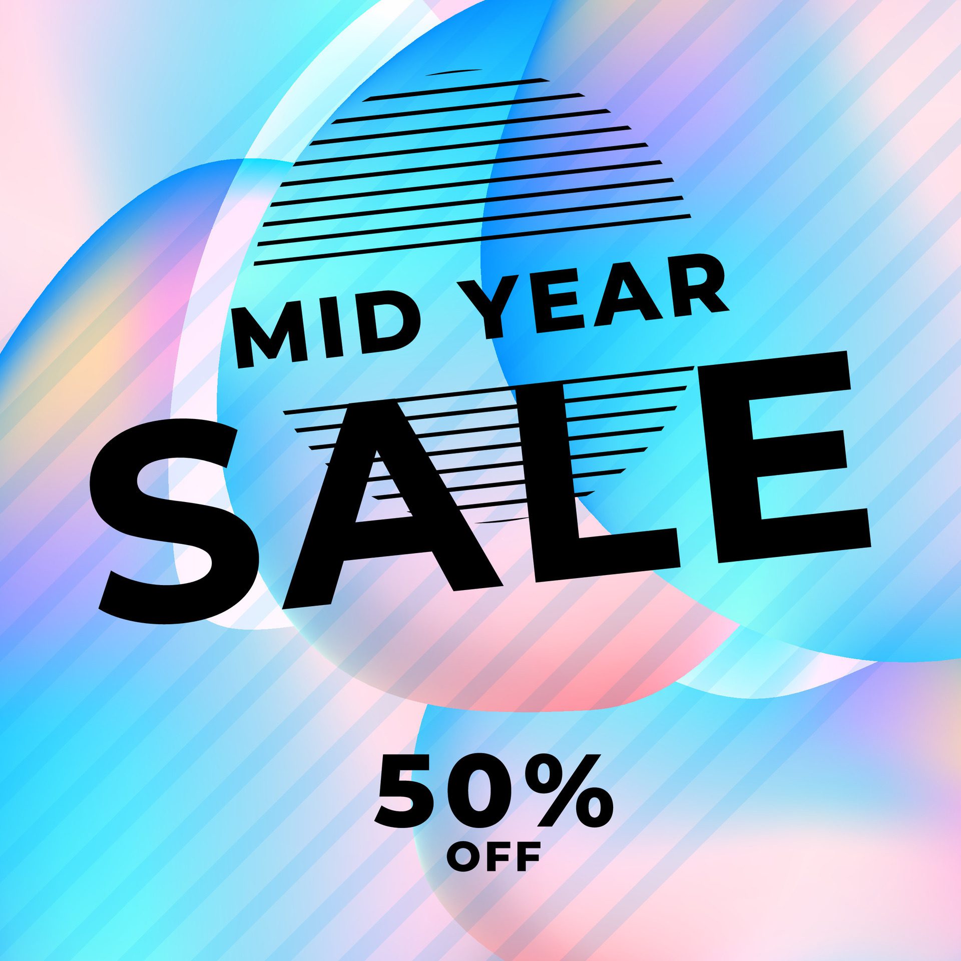 MID YEAR SALE OFFERS AND PROMOTION TEMPLATE BANNER DESIGN.COLORFUL GRADIENT COLOR BACKGROUND. GOOD FOR SOCIAL MEDIA POST, COVER , POSTER Free Vector