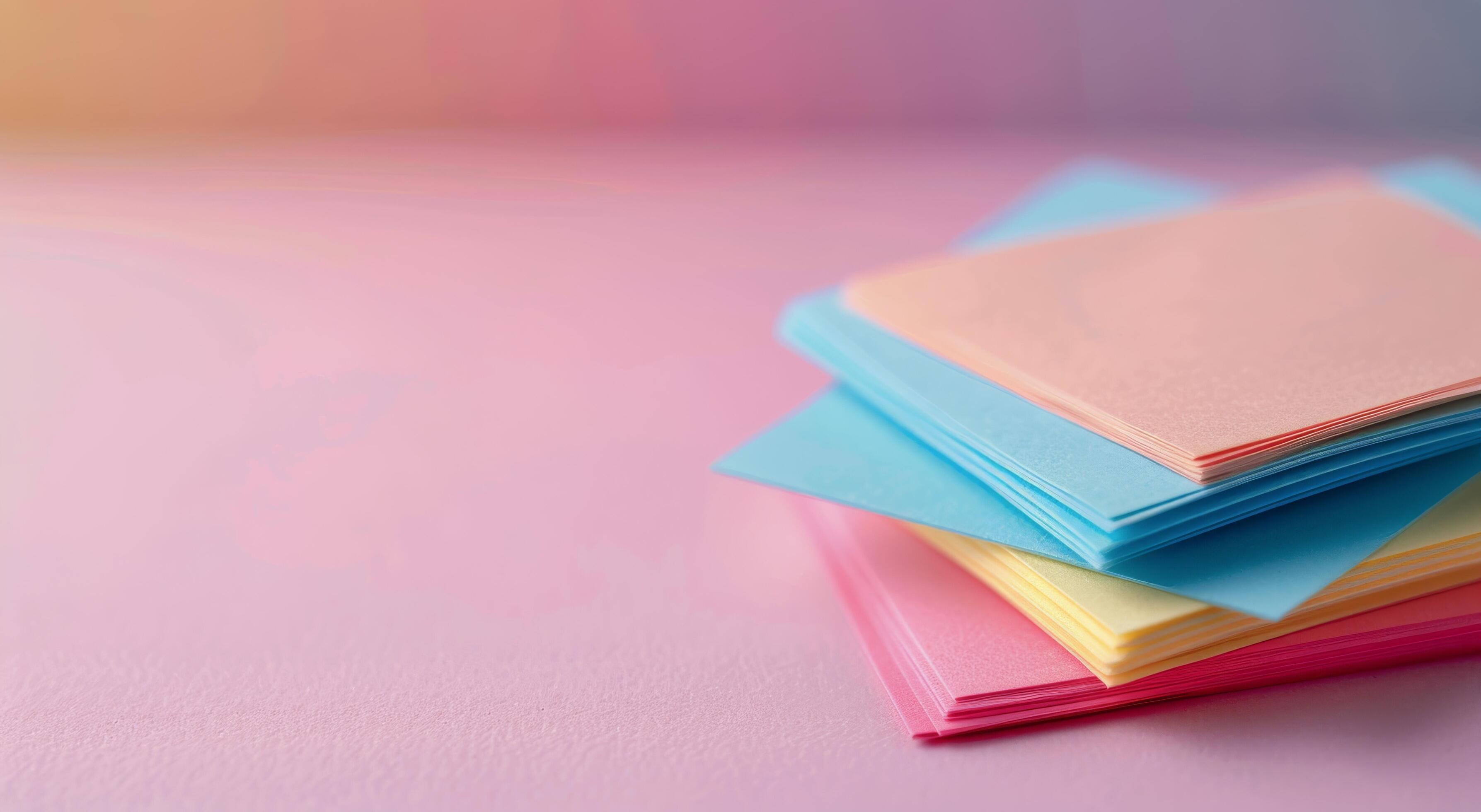 Colorful Foam Sheets Stacked on a Turquoise Surface With Soft Background Stock Free