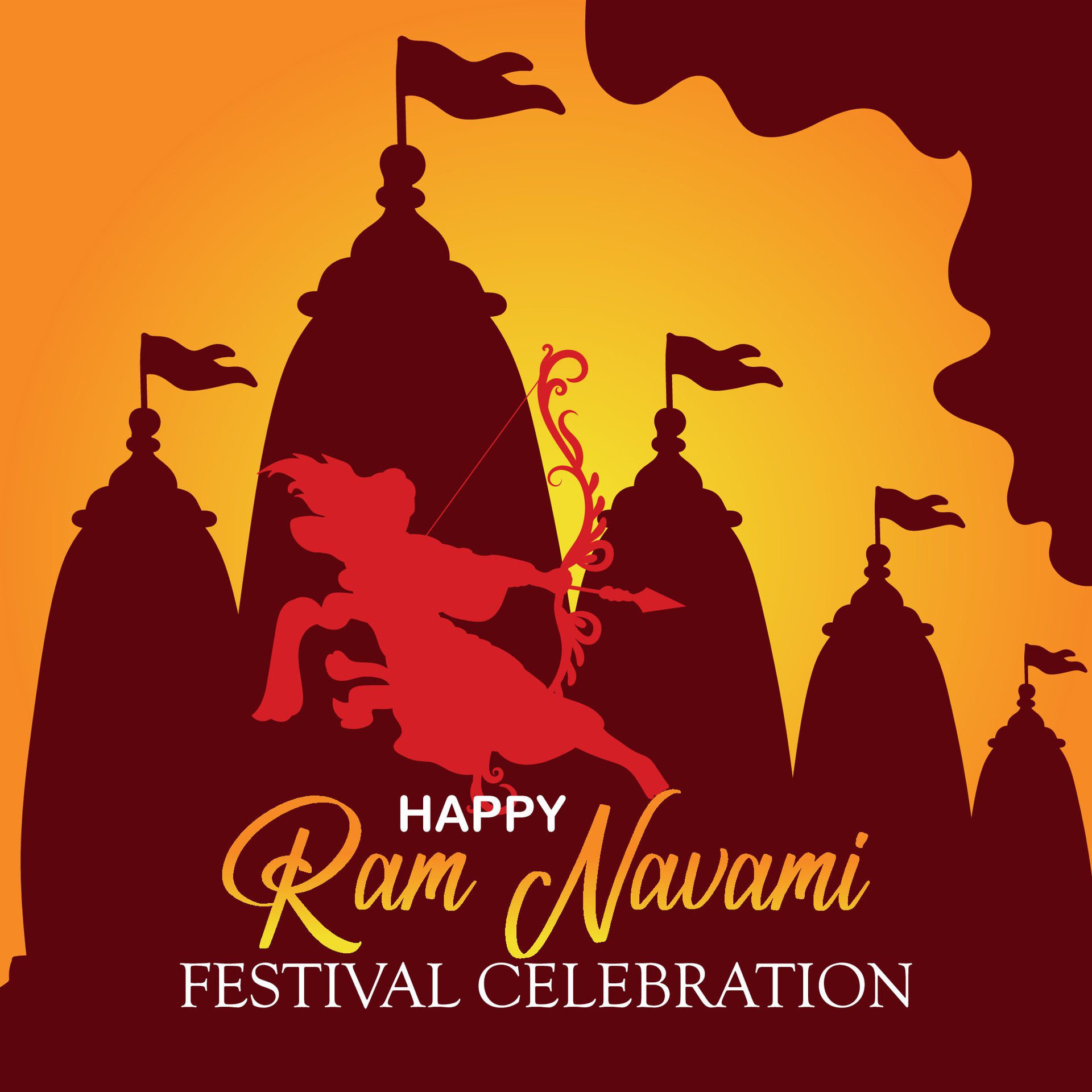 Happy Ram Navami cultural Banner Hindu festival vertical post wishes celebration card Ram Navami celebration background Free Vector