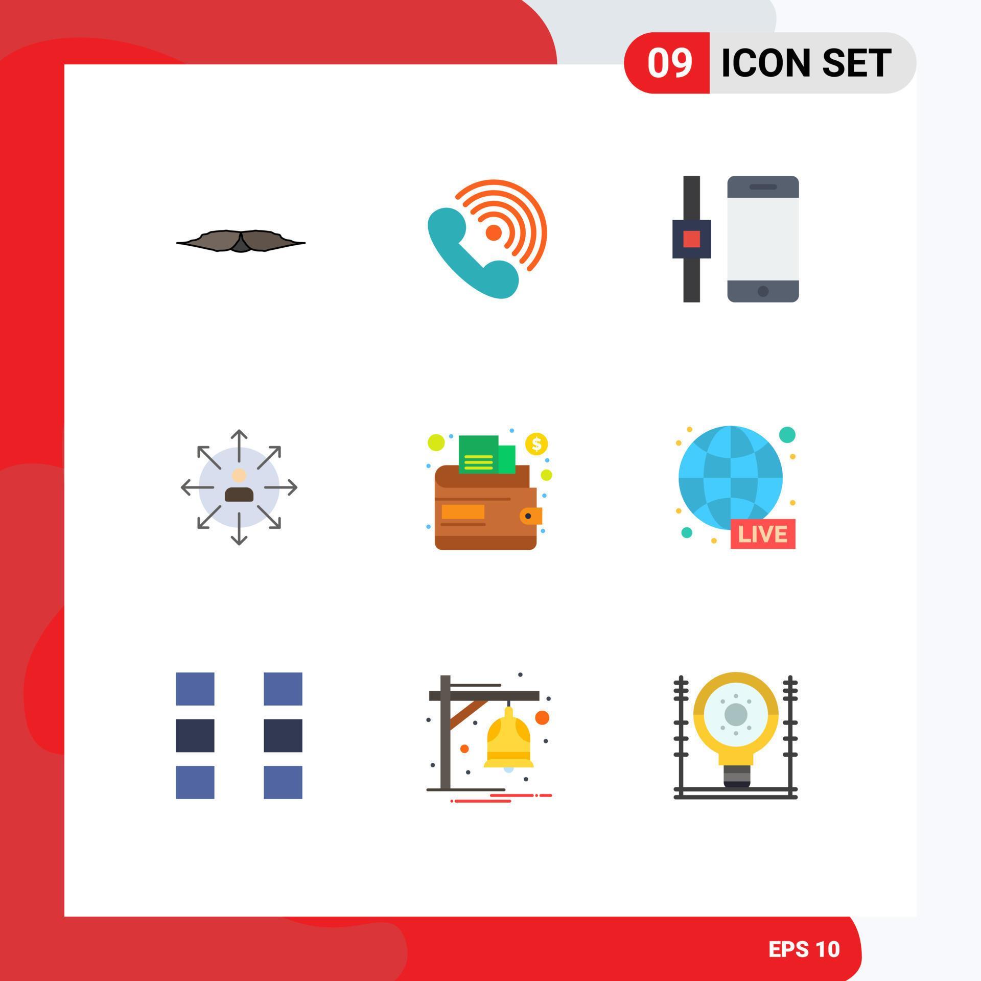 Modern Set of 9 Flat Colors and symbols such as human career ring arrows smartphone Editable Vector Design Elements Stock Free