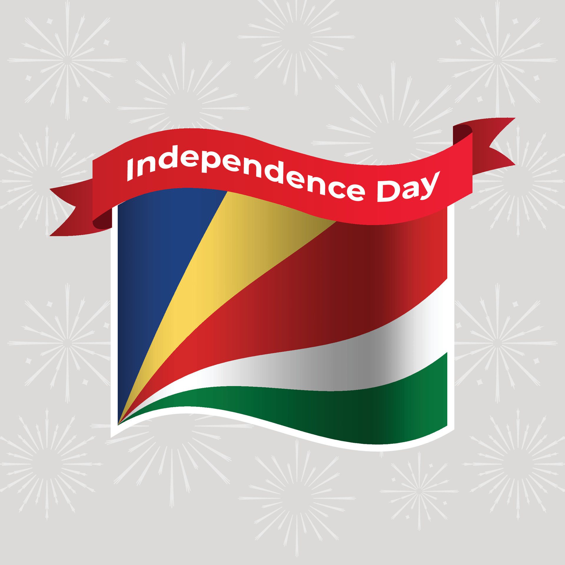 Seychelles Wavy Flag Independence Day Banner Background Free Vector