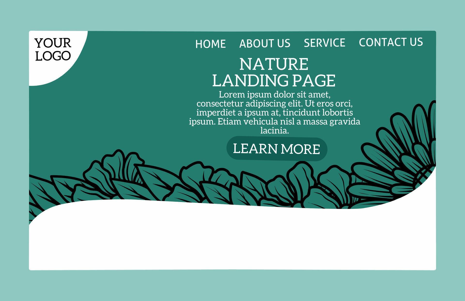 illustration of nature landing page template full of flowers and leaves abstract modern and unique web display Stock Free