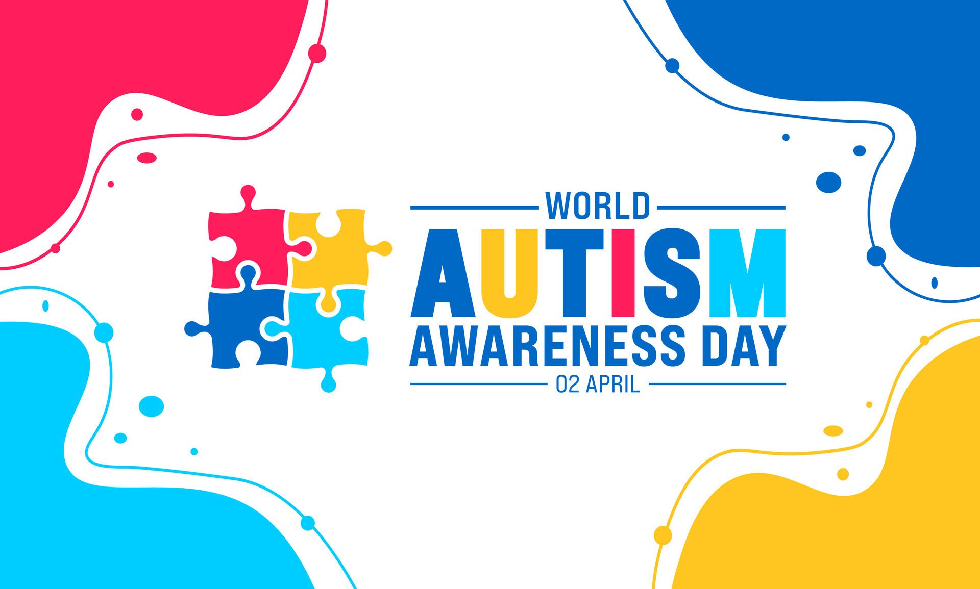 2 April world Autism Awareness Day colorful Puzzle icon banner or background design template. Free Vector