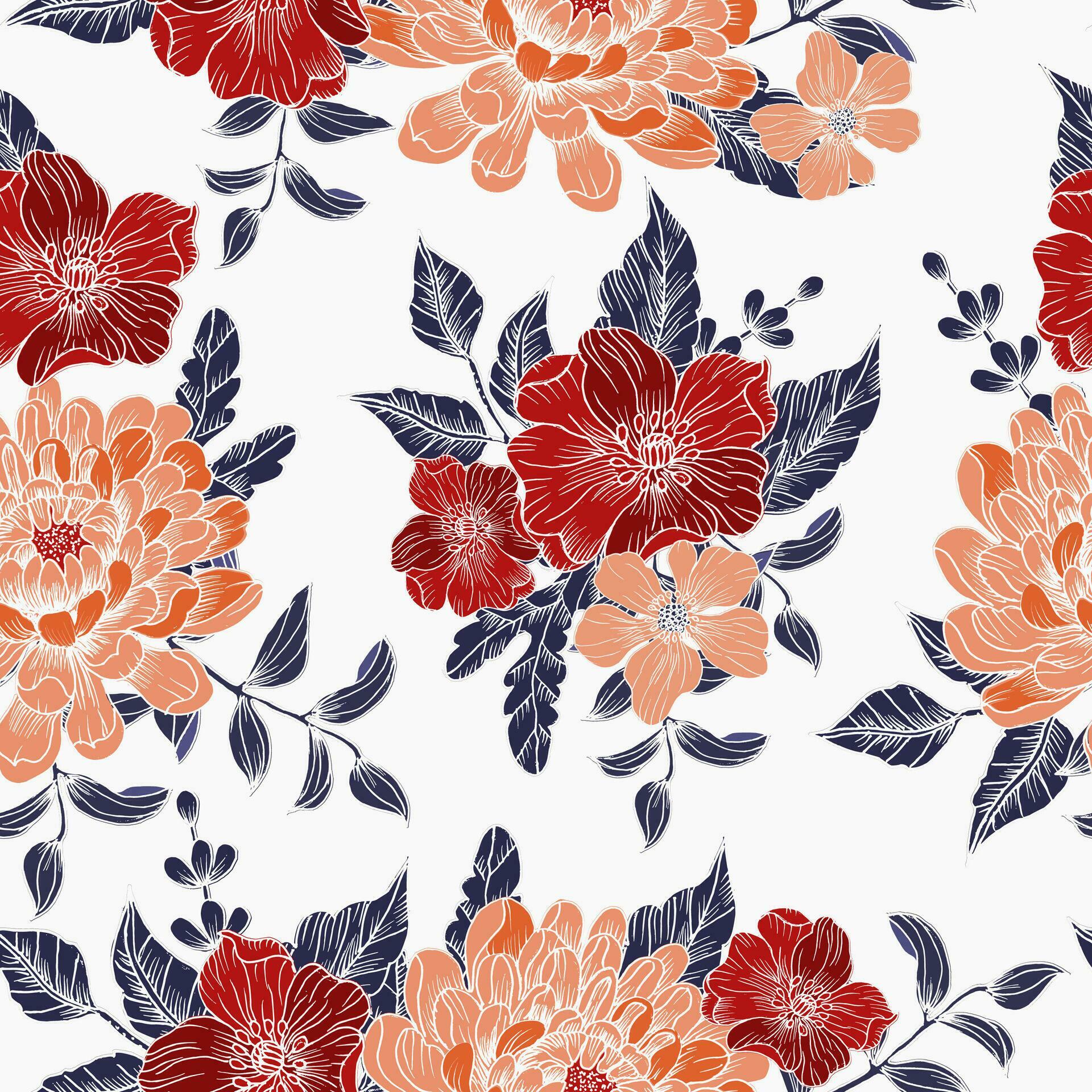 Hand Drawn Dahlia Flower Seamless Pattern Stock Free and Free SVG