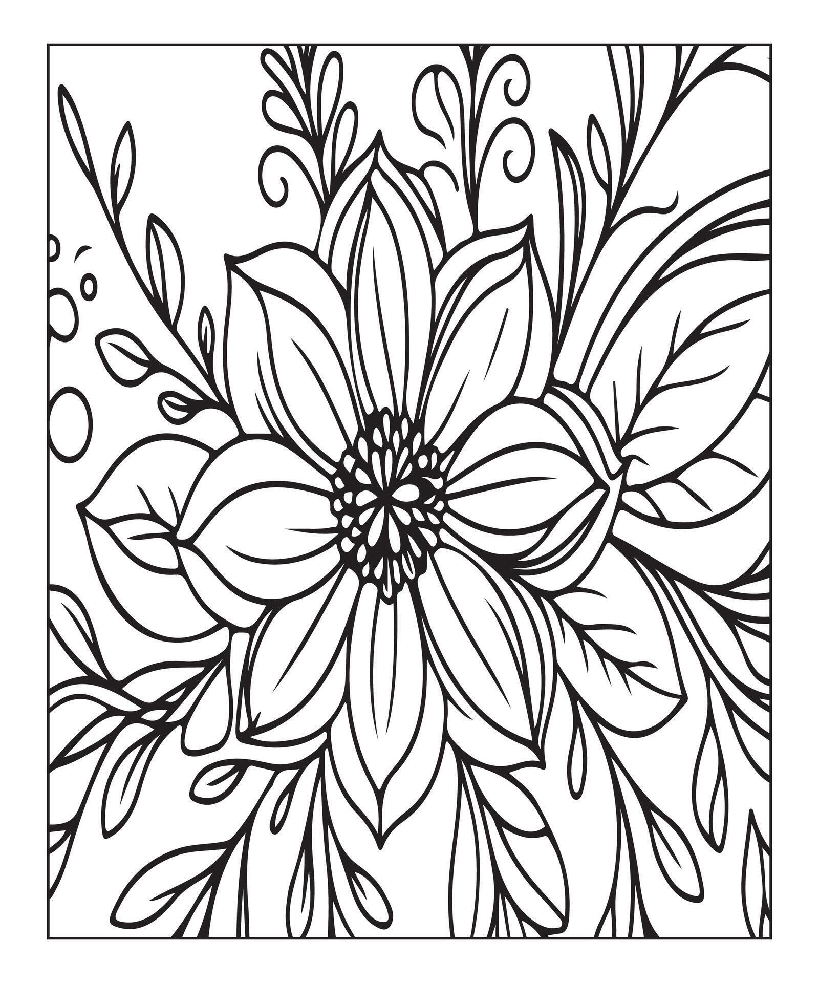 AI generated flower coloring page Stock Free