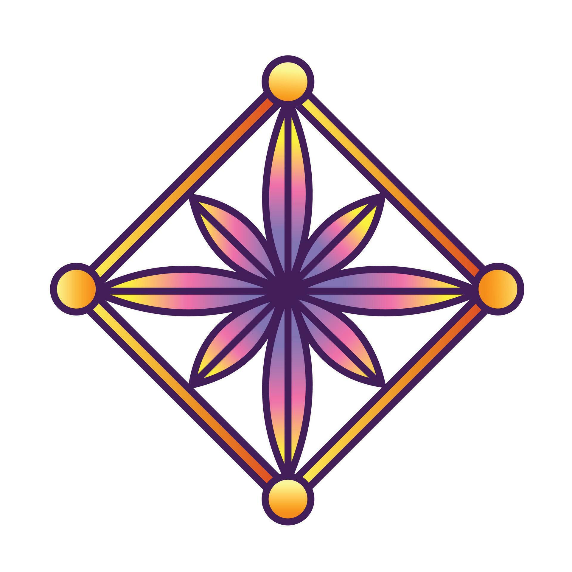 16 Colored ornamental gradient flower decorative element in diamond shaped frame vector icon outliend illustration isolated on square white background Stock Free and Free SVG