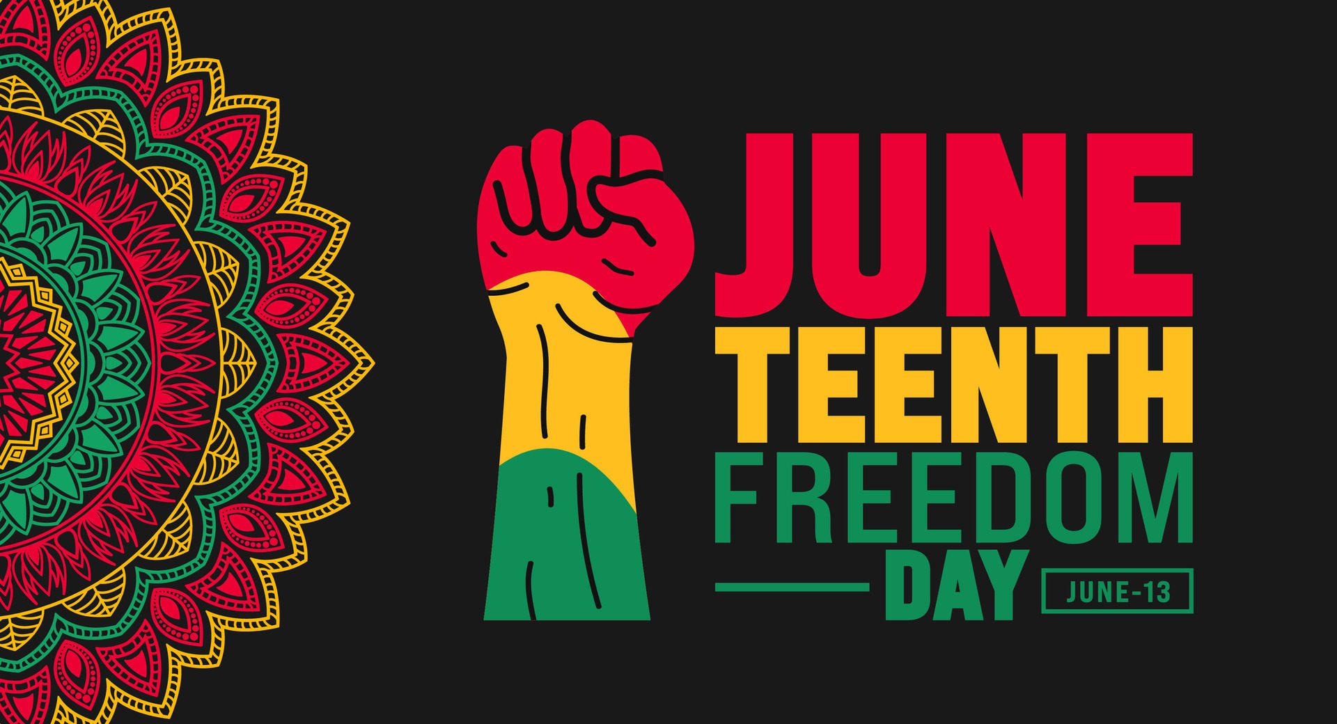 13 June is Juneteenth Freedom Day background template. Holiday concept. use to background, banner, placard, card, and poster design template. Free Vector