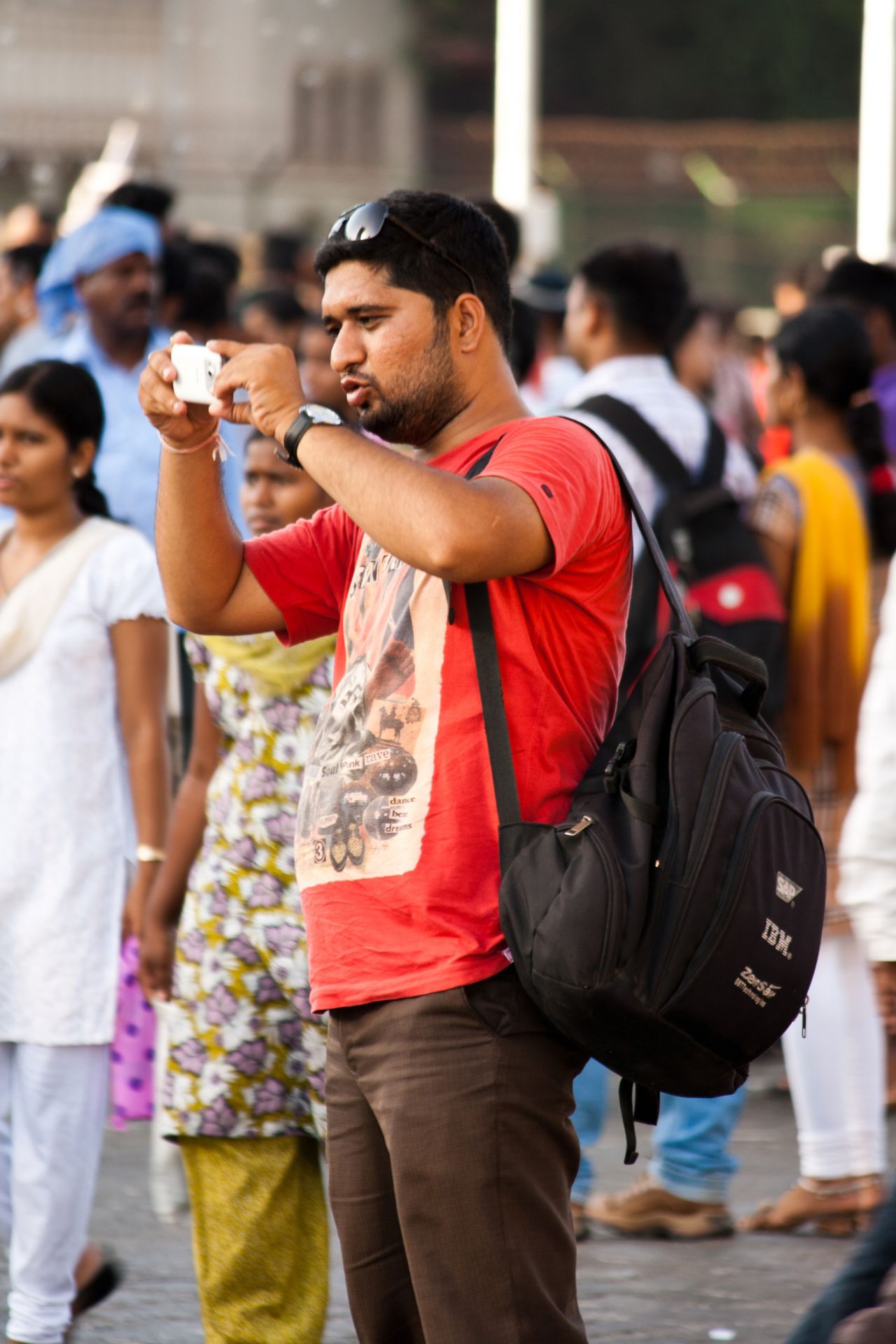 Man Shooting Mobile Camera Stock Free