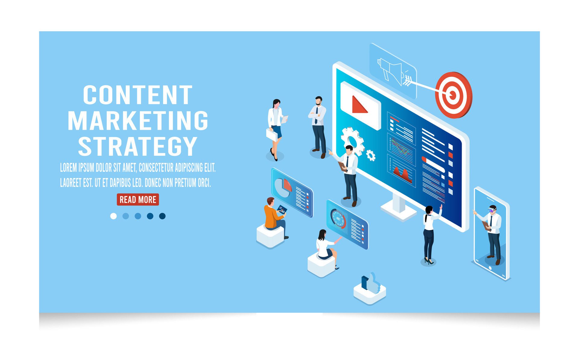 Modern isometric concept of Business Marketing Strategy. For Landing page template, banner and website business analysis. Vector illustration eps10. Free Vector