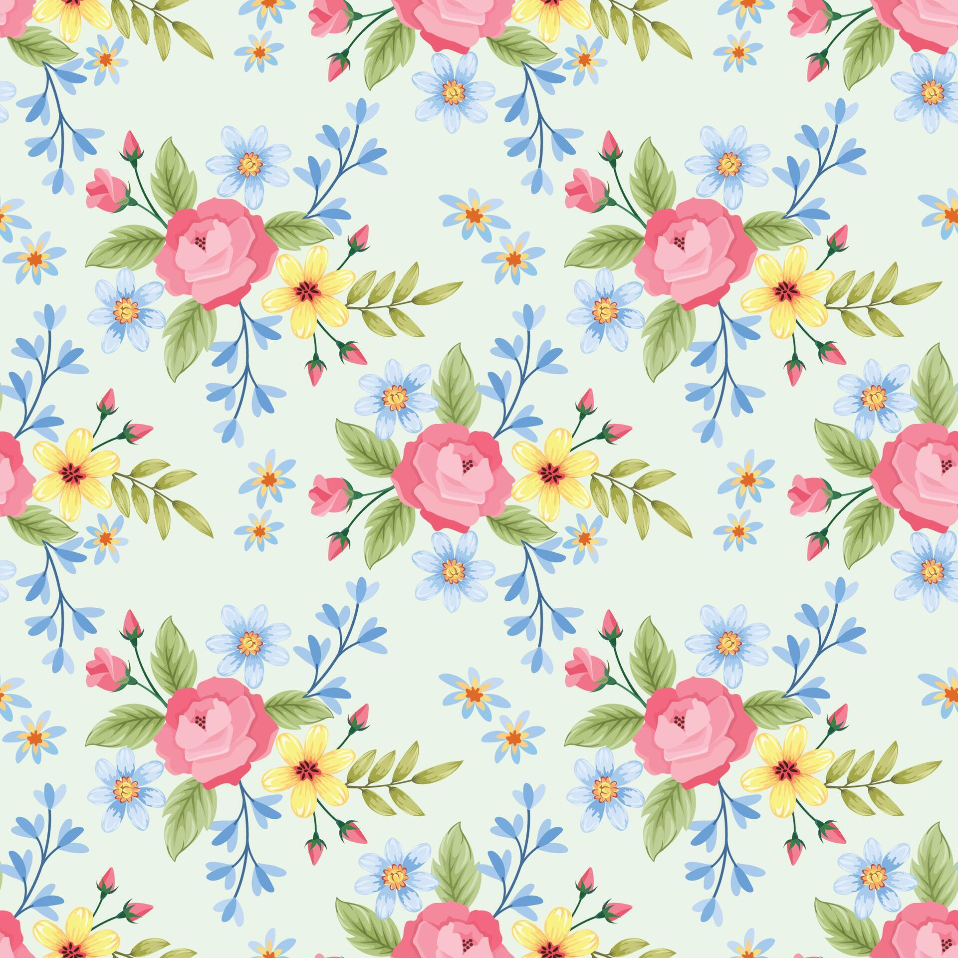 Beautiful pink rose with small flowers seamless pattern for fabric textile Stock Free