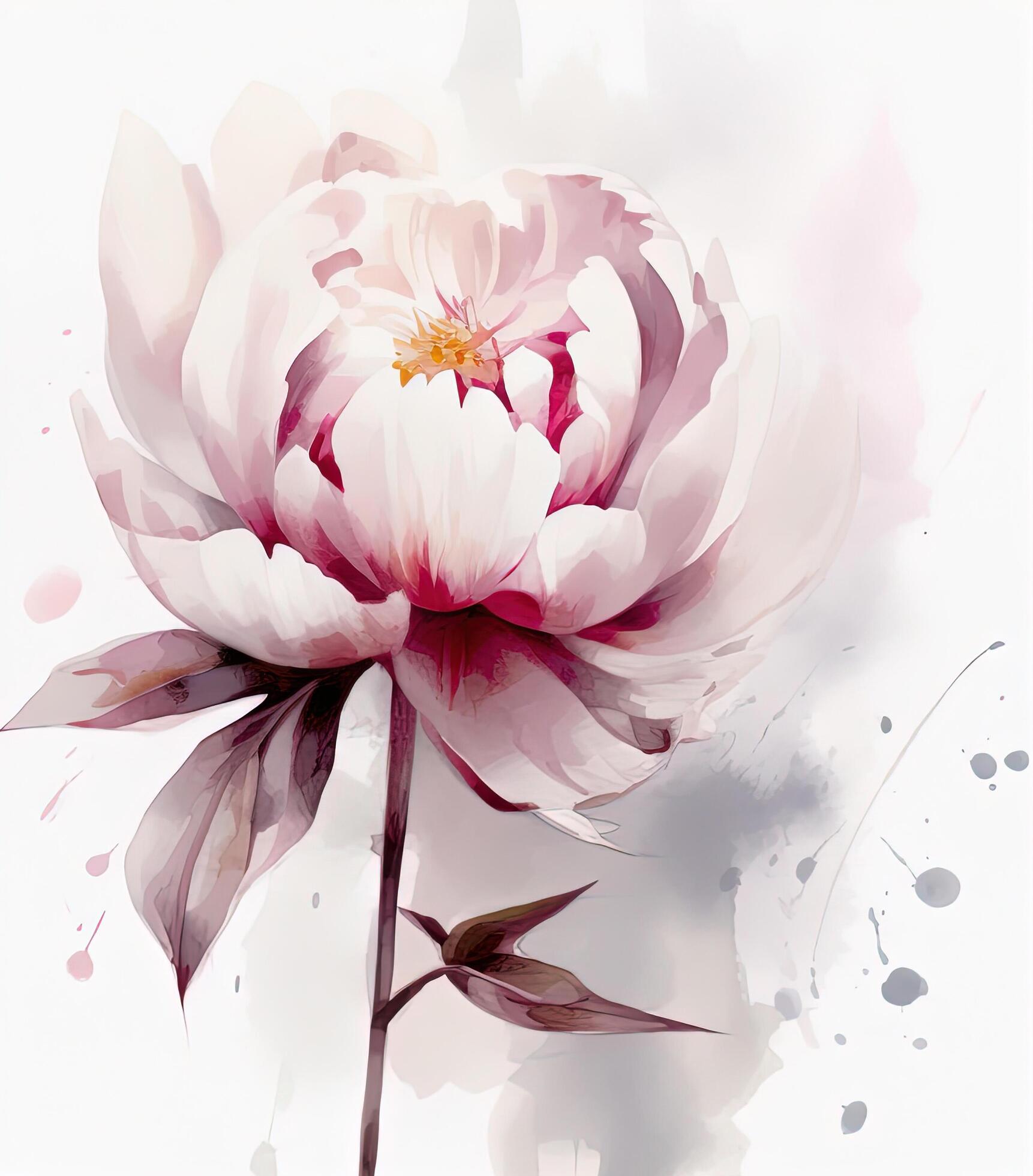 Watercolor beautiful peony flower. Illustration Stock Free