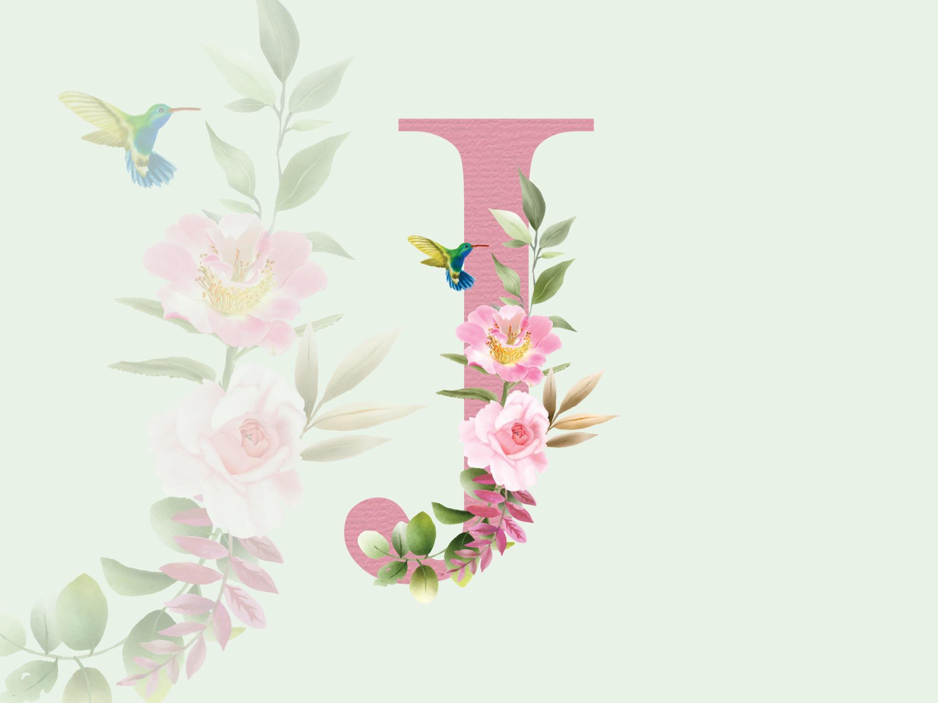 Beautiful alphabet J with floral bouquet Stock Free