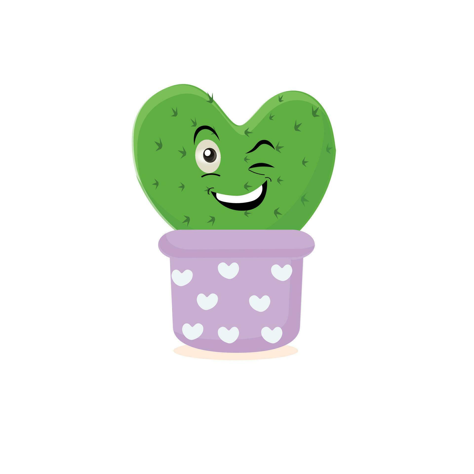 Cartoon cute cactus mascot, Potted cactus characters sett, funny cacti in flower pot with different emotions vector Illustrations on a white background Stock Free and Free SVG