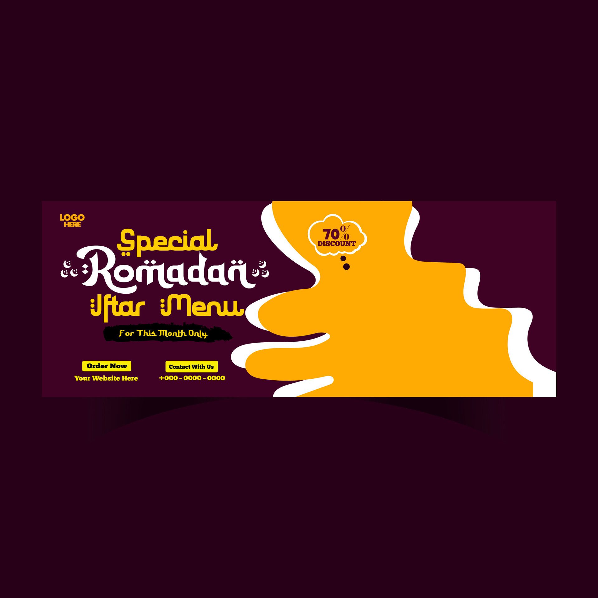 Ramadan food menu post design and social media banner template Free Vector