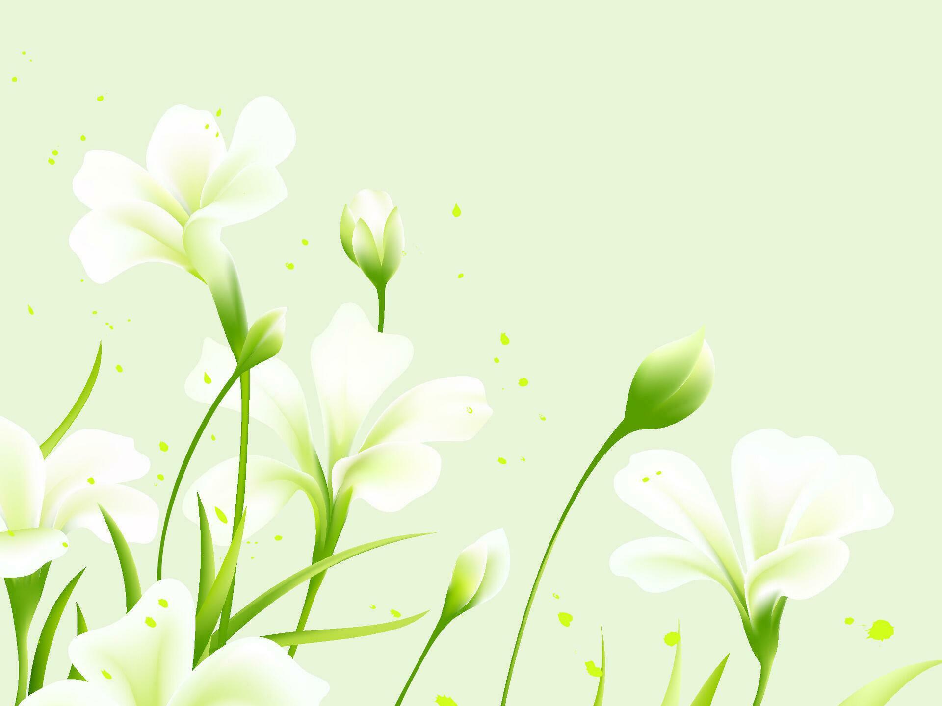 Vector hand painted spring green flower Stock Free