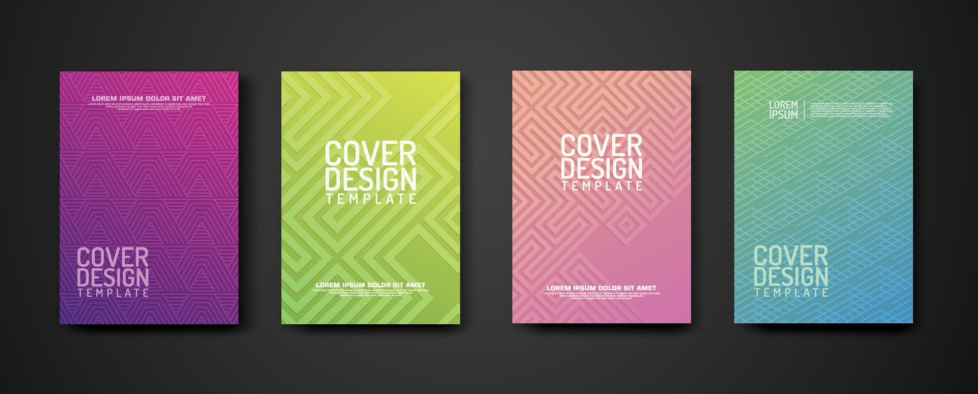 set cover Design template with geometric lines textured pattern background and dynamic gradation color Free Vector