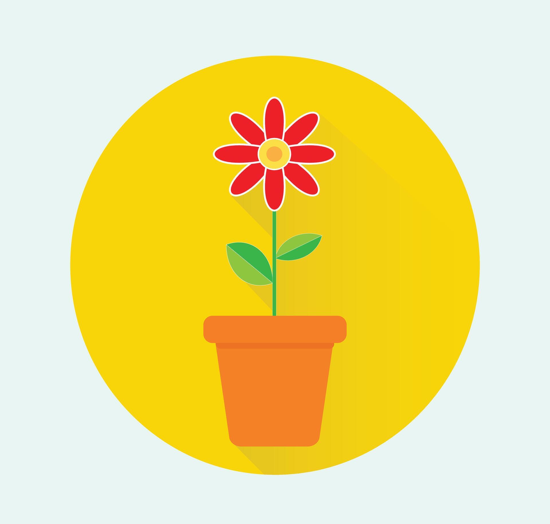 Flower pot with yellow and white background Stock Free