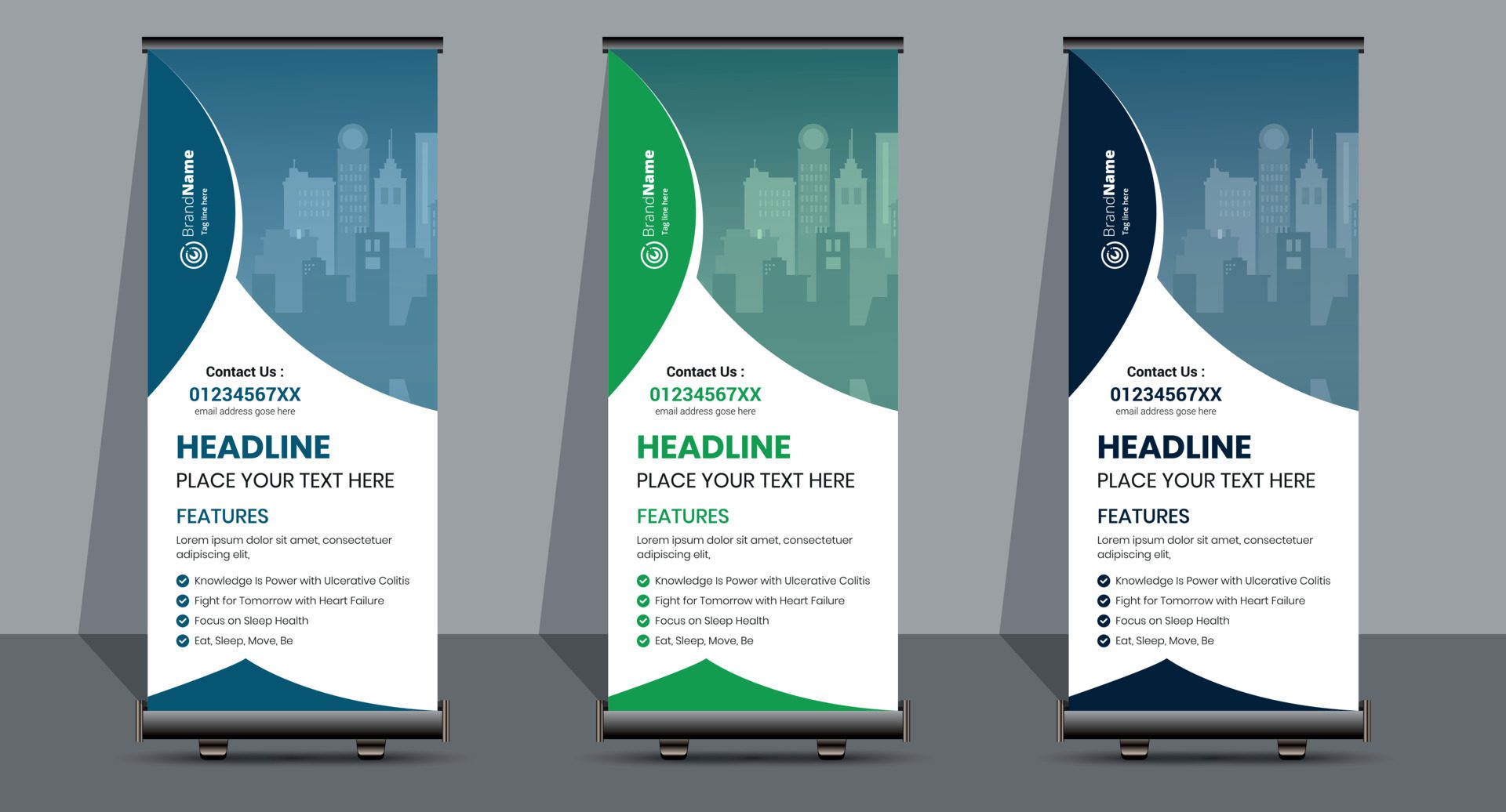 Creative Corporate Modern Roll Up Signage Banner Design. Free Vector