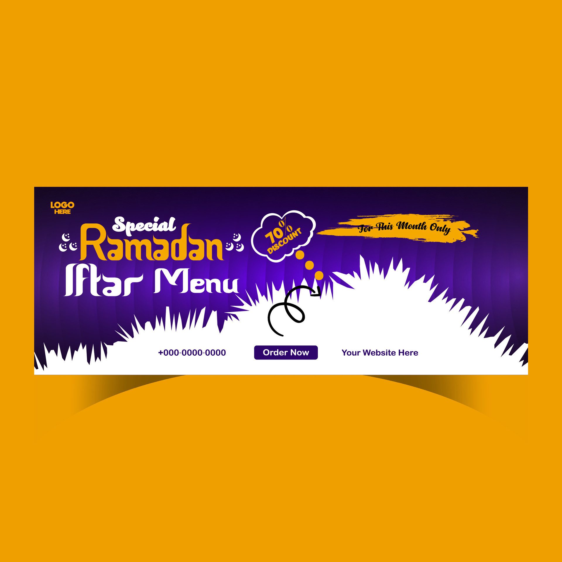 Ramadan food menu post design and social media banner template Free Vector