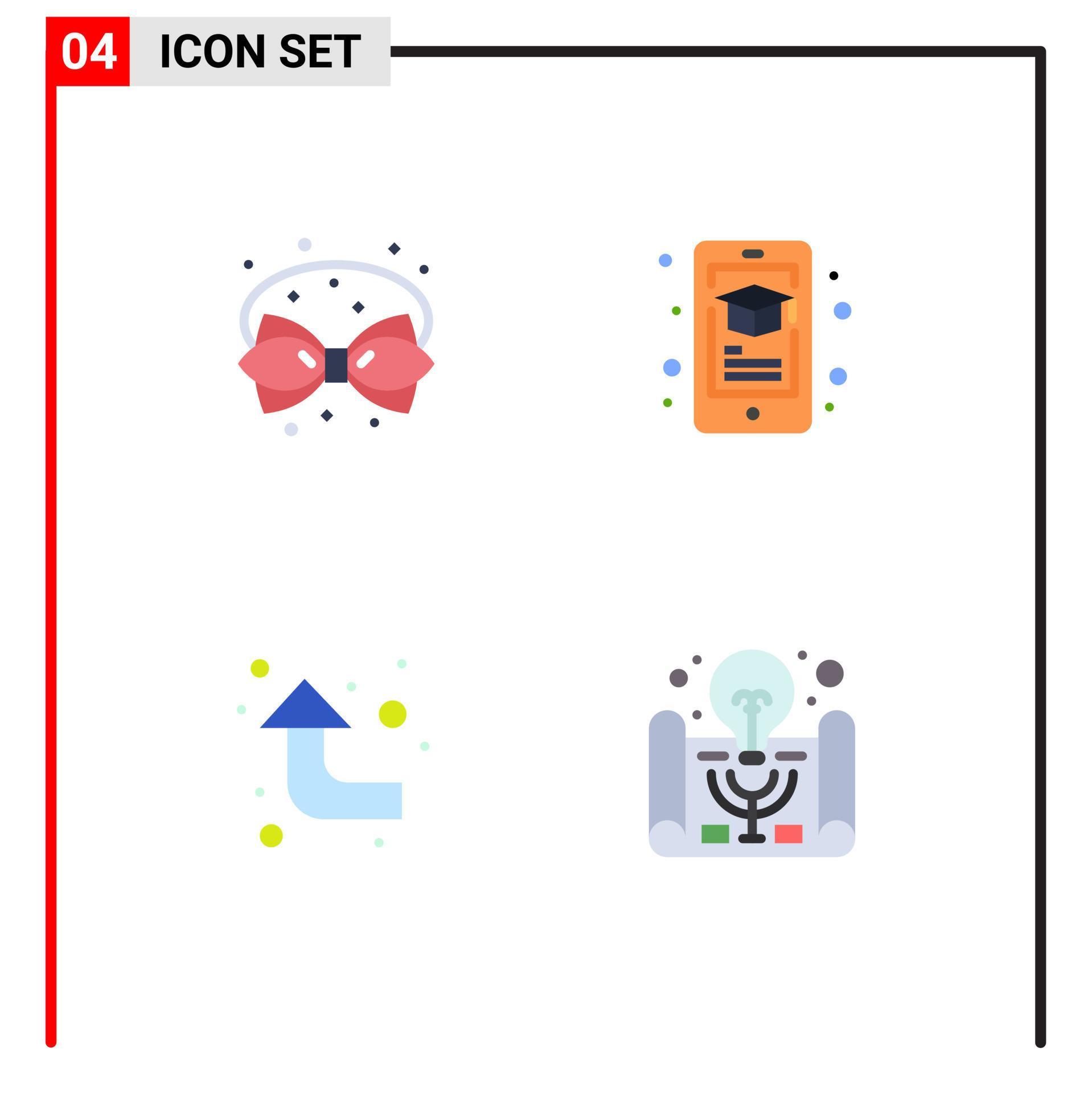 4 Thematic Vector Flat Icons and Editable Symbols of birthday arrows decoration learning left Editable Vector Design Elements Stock Free