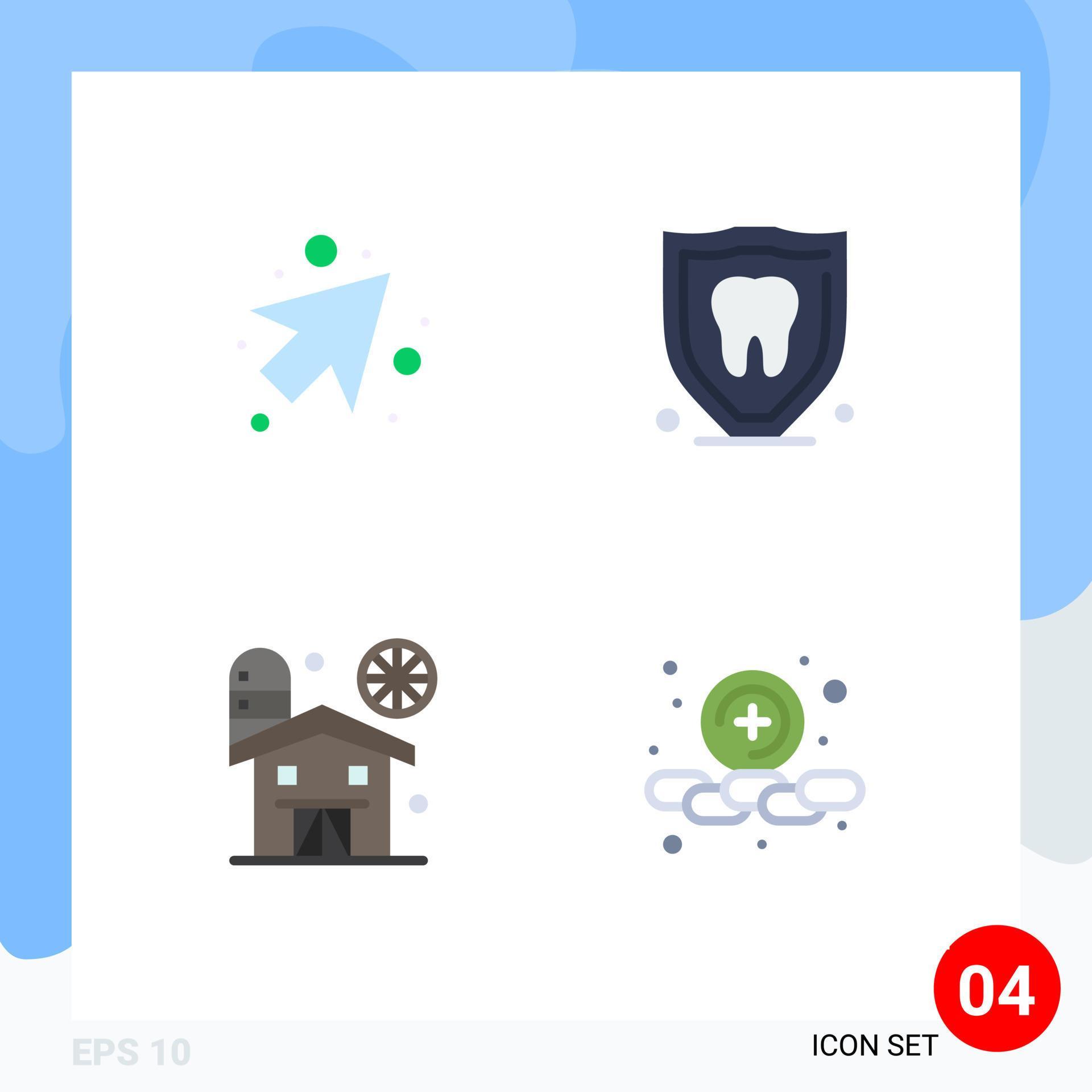 Universal Icon Symbols Group of 4 Modern Flat Icons of arrow farm insurance tooth add Editable Vector Design Elements Stock Free