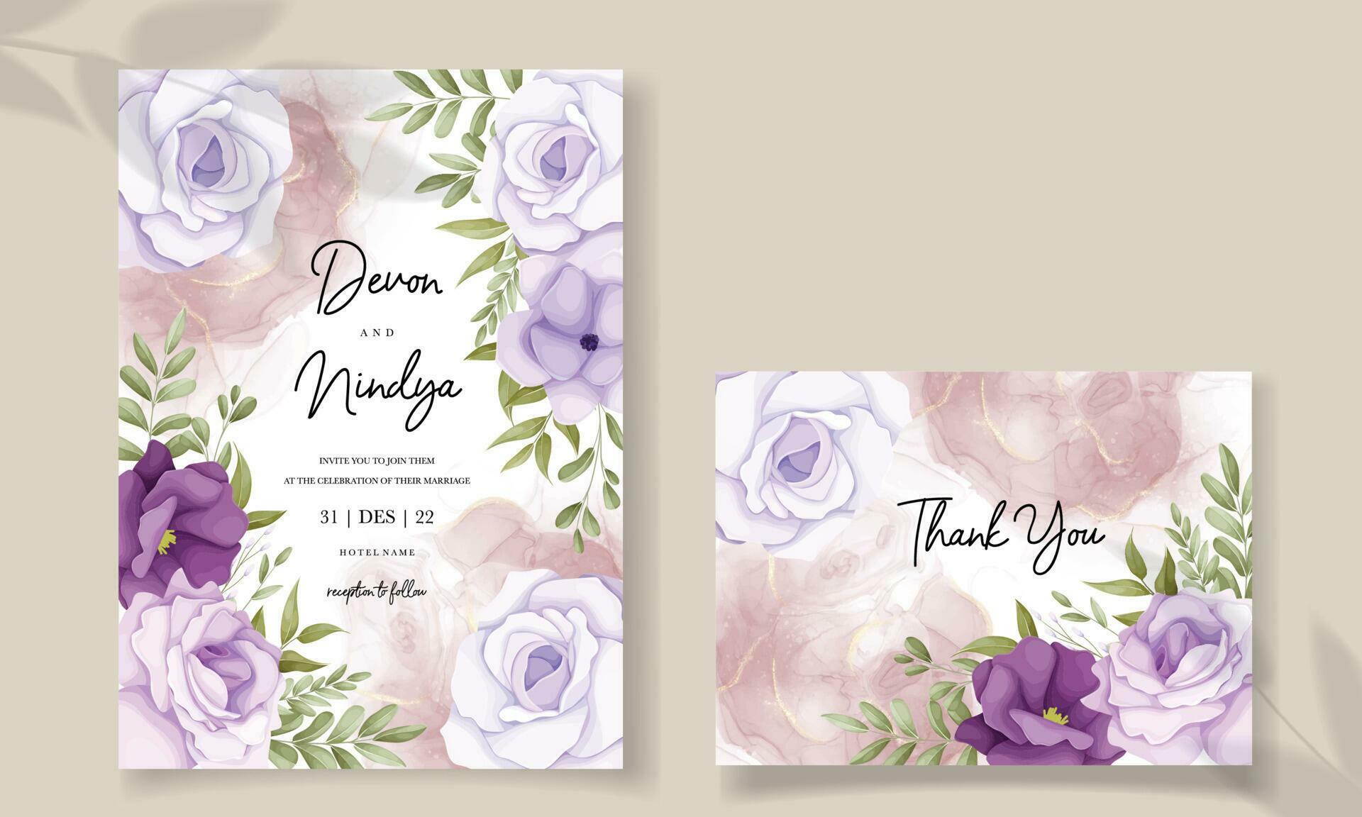 Elegant wedding invitation card with soft flowers Stock Free