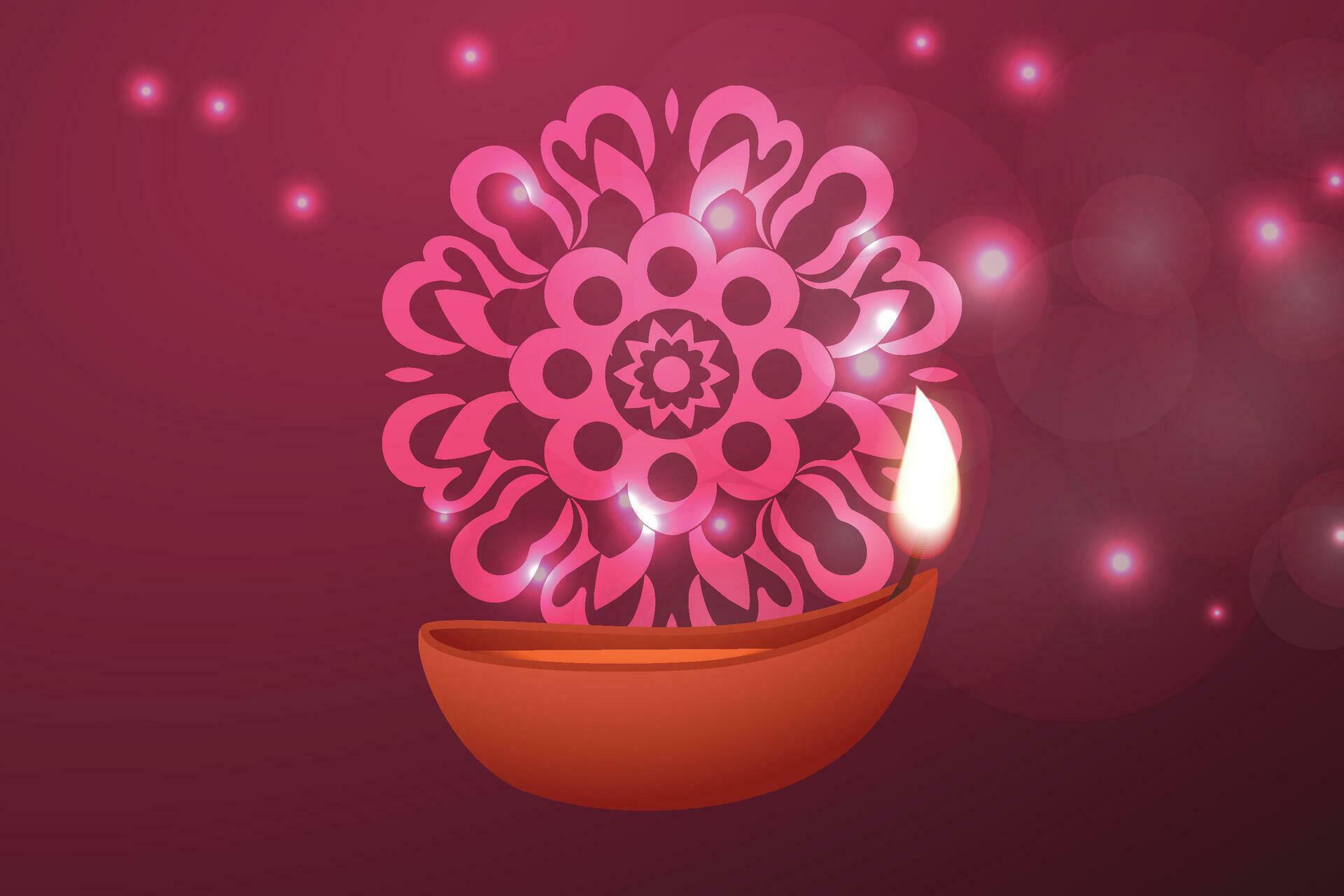 Pink Flower Candle in Orange Bowl on Magenta Background Stock Free