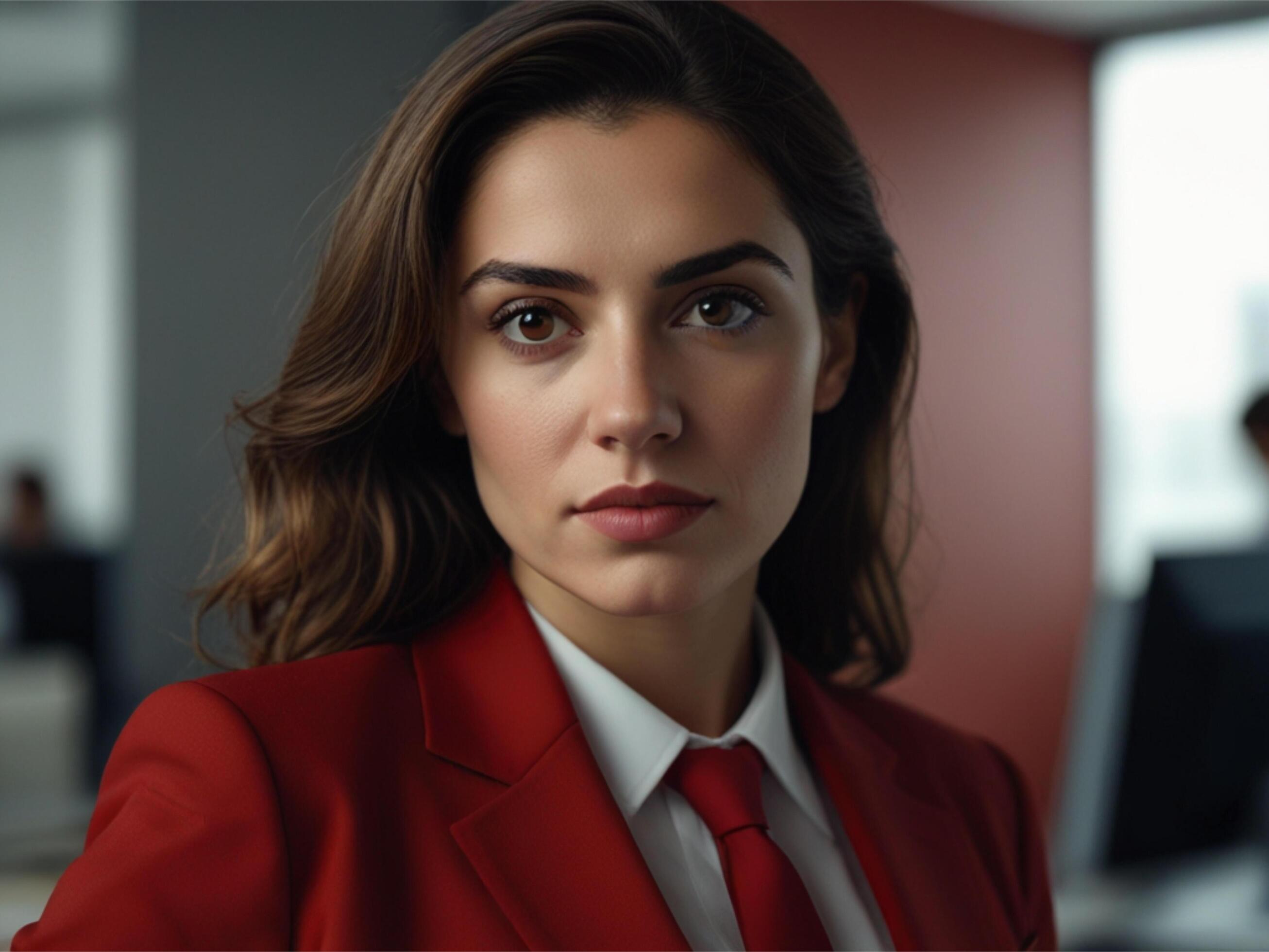 Beautiful Business woman in Red Suit Stock Free