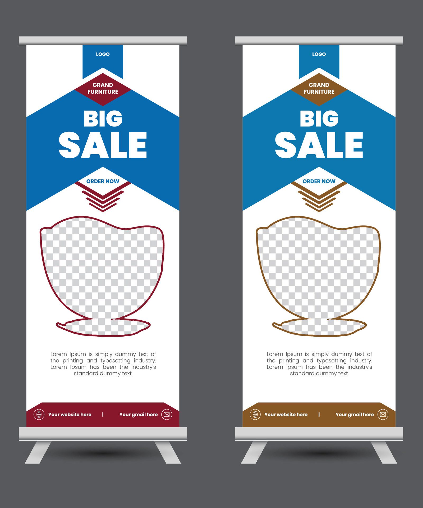 Roll-up banner template design Free Vector