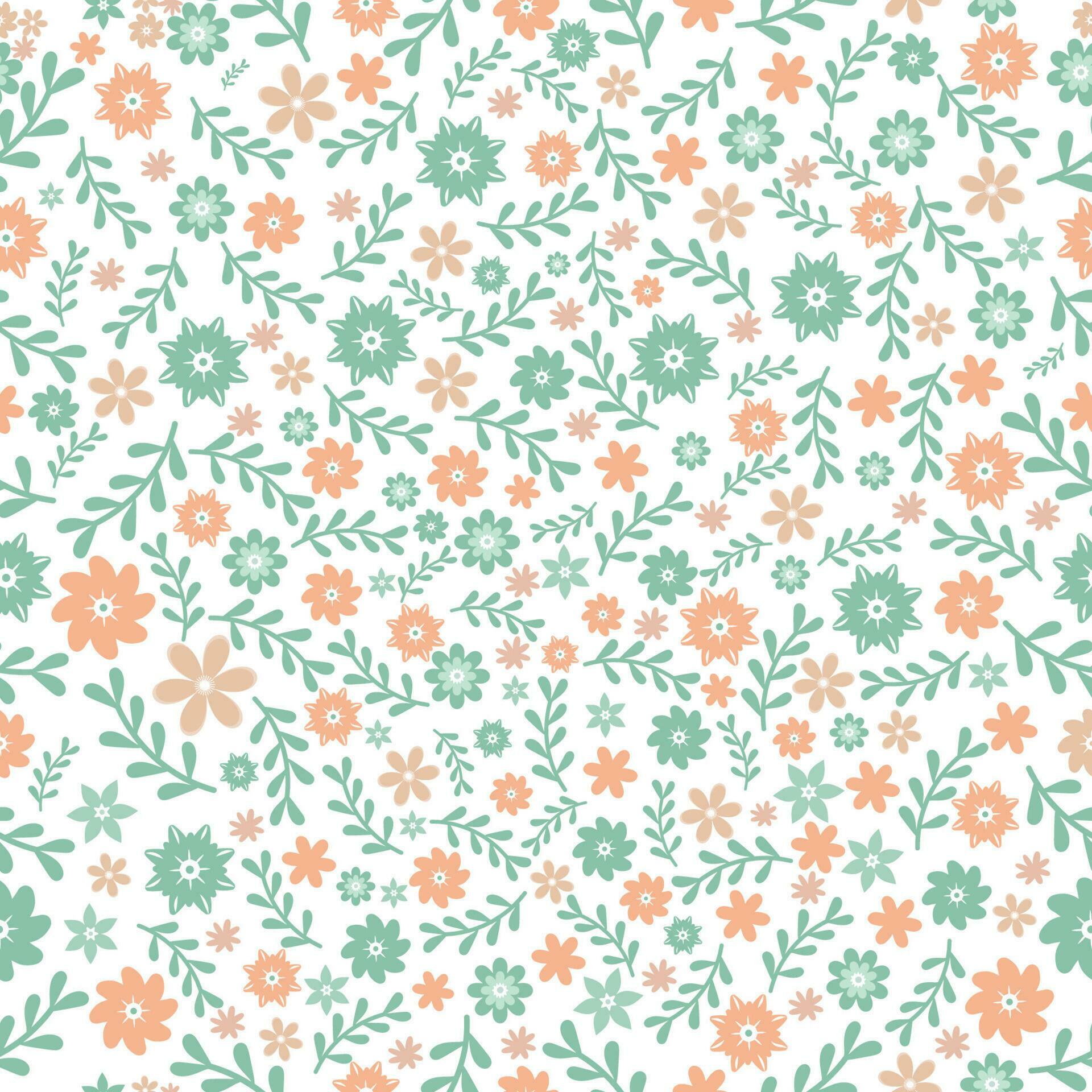 Vector illustration of a vintage seamless floral pattern with cute flower and leaf. Illustration isolated on selected one coloured background. Stock Free