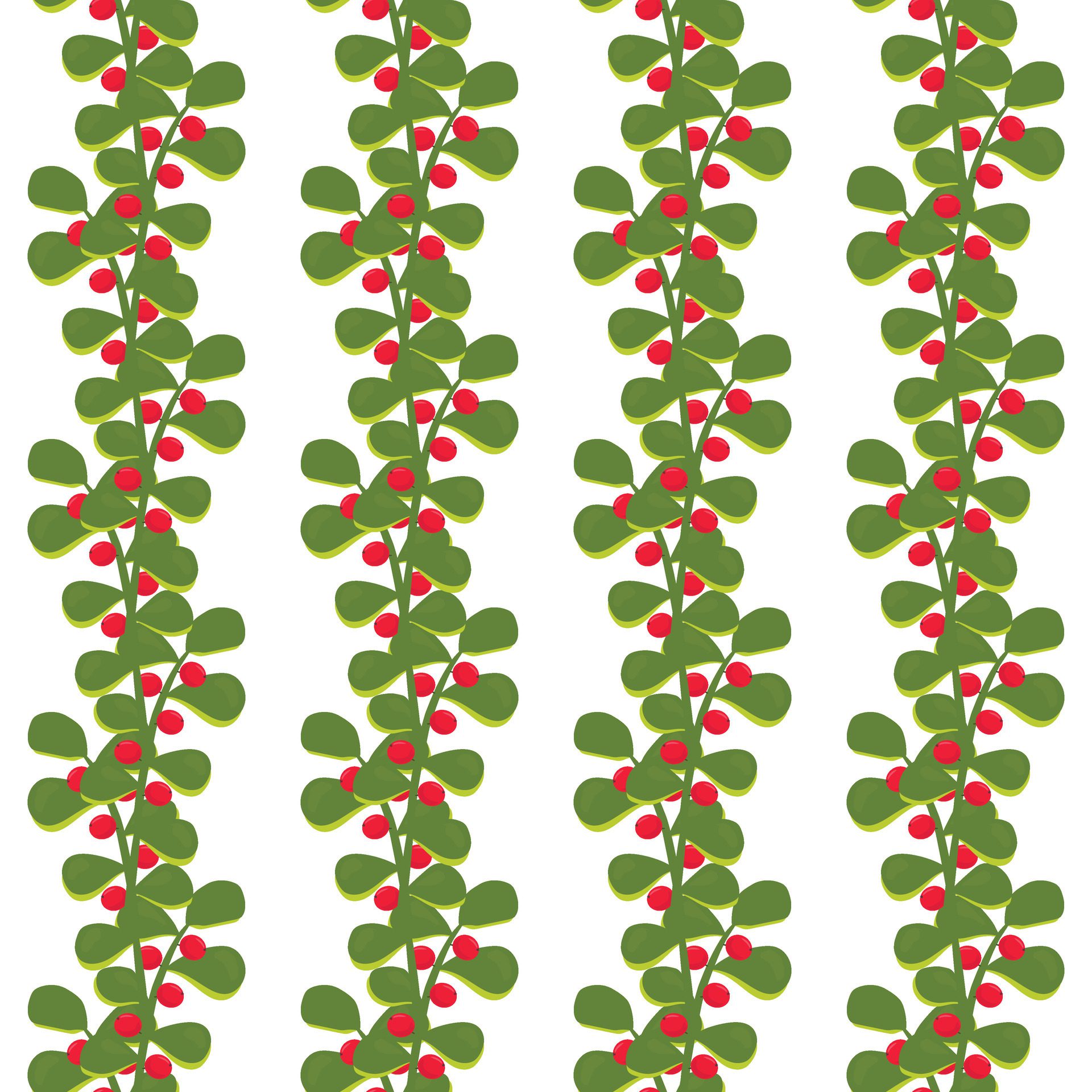 A simple twig with leaves and red berries. Seamless pattern. illustration. Free Vector