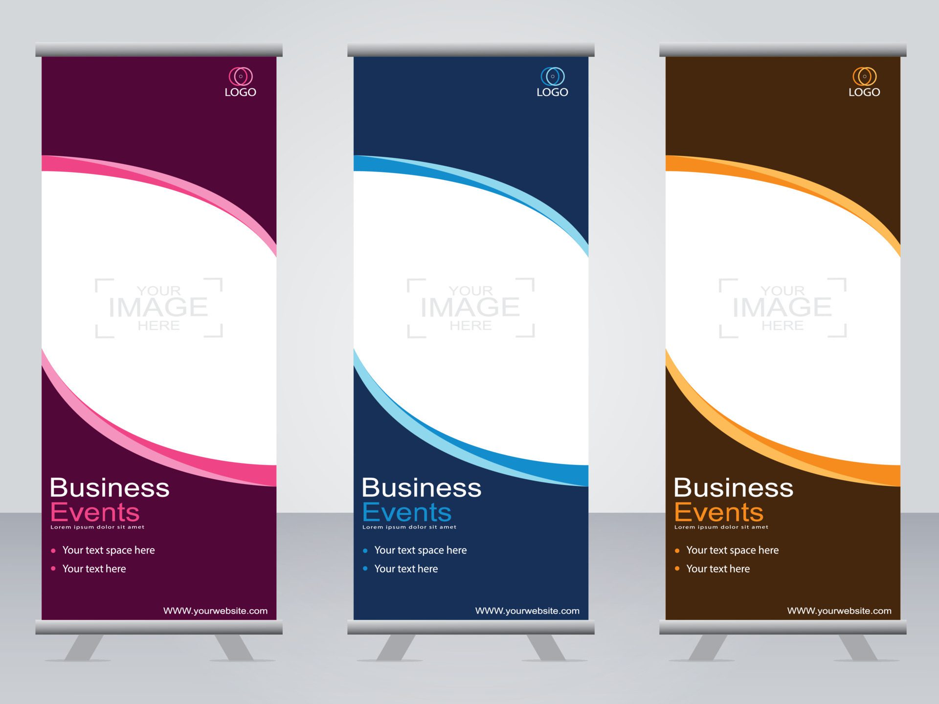 Business banner roll up set standee banner template. Free Vector