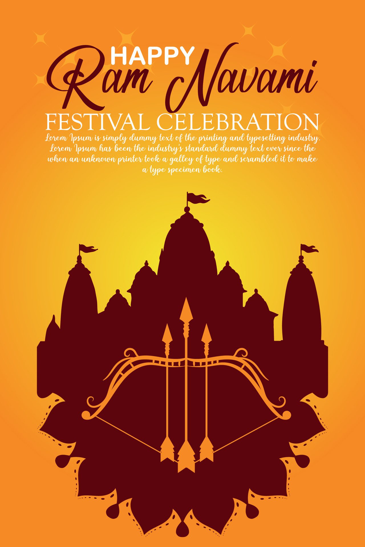 Happy Ram Navami cultural Banner Hindu festival vertical post wishes celebration card Ram Navami celebration background Free Vector