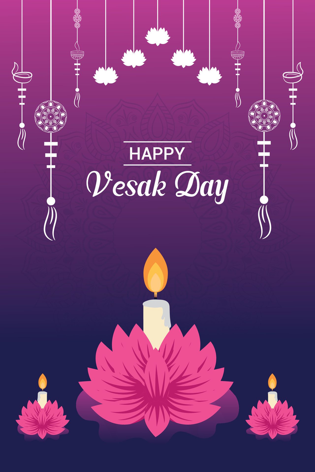 Flat vertical poster template for vesak day illustration festival celebration social media post and vesak day Banner Free Vector