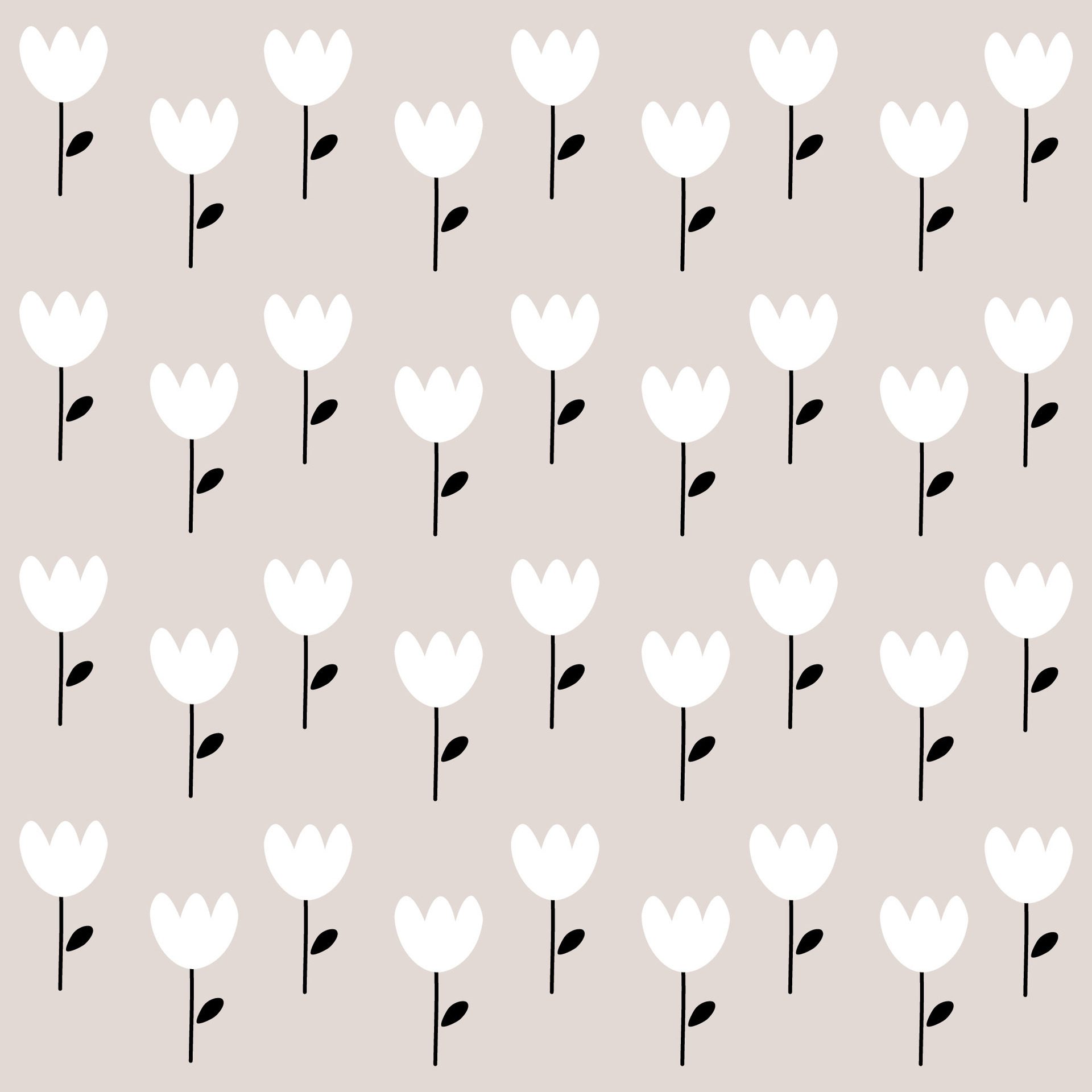 Hand drawn white flowers pattern on cream colors background Free Vector