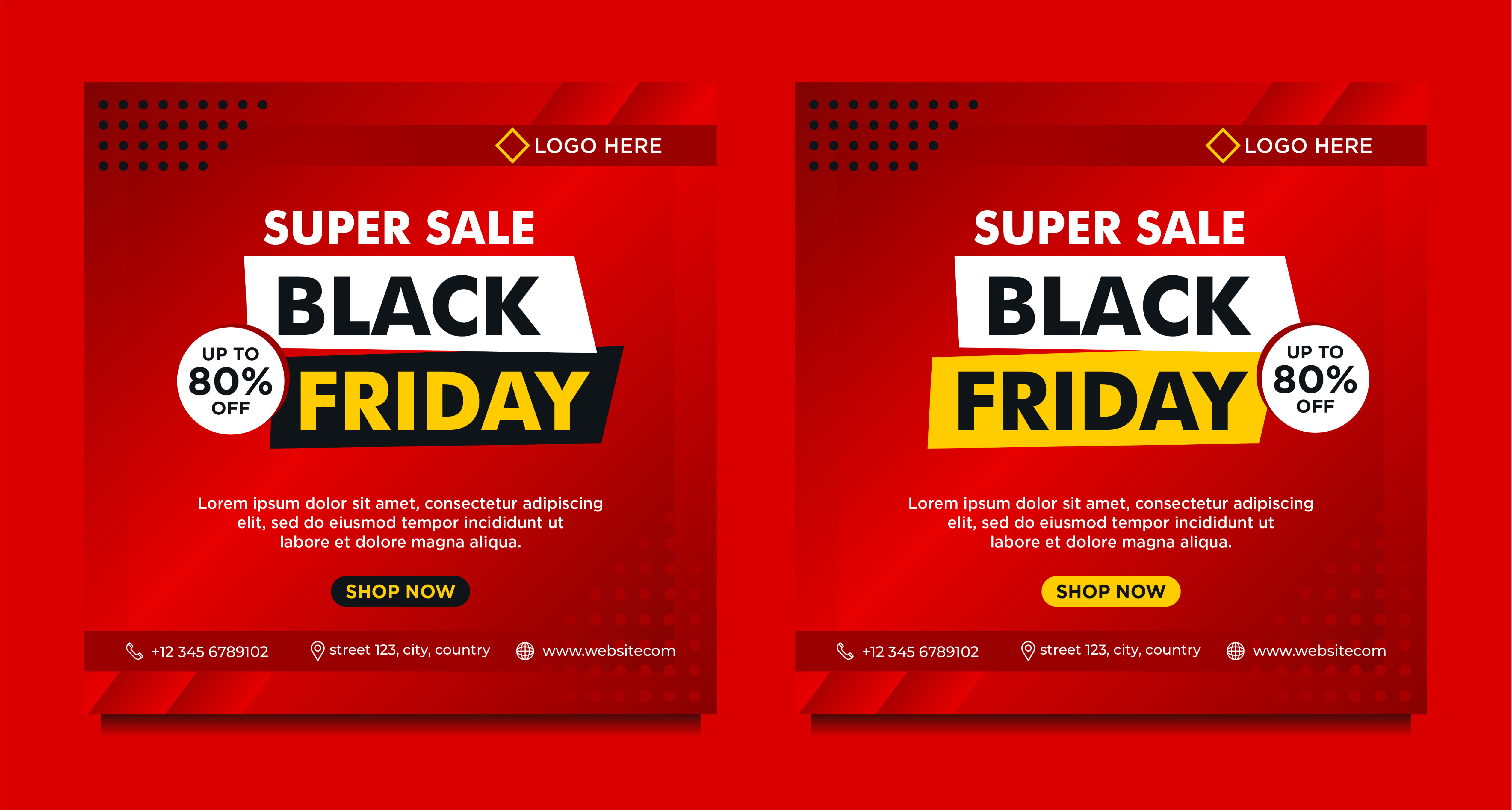 Red gradient Black Friday sale social media banner templates Free Vector