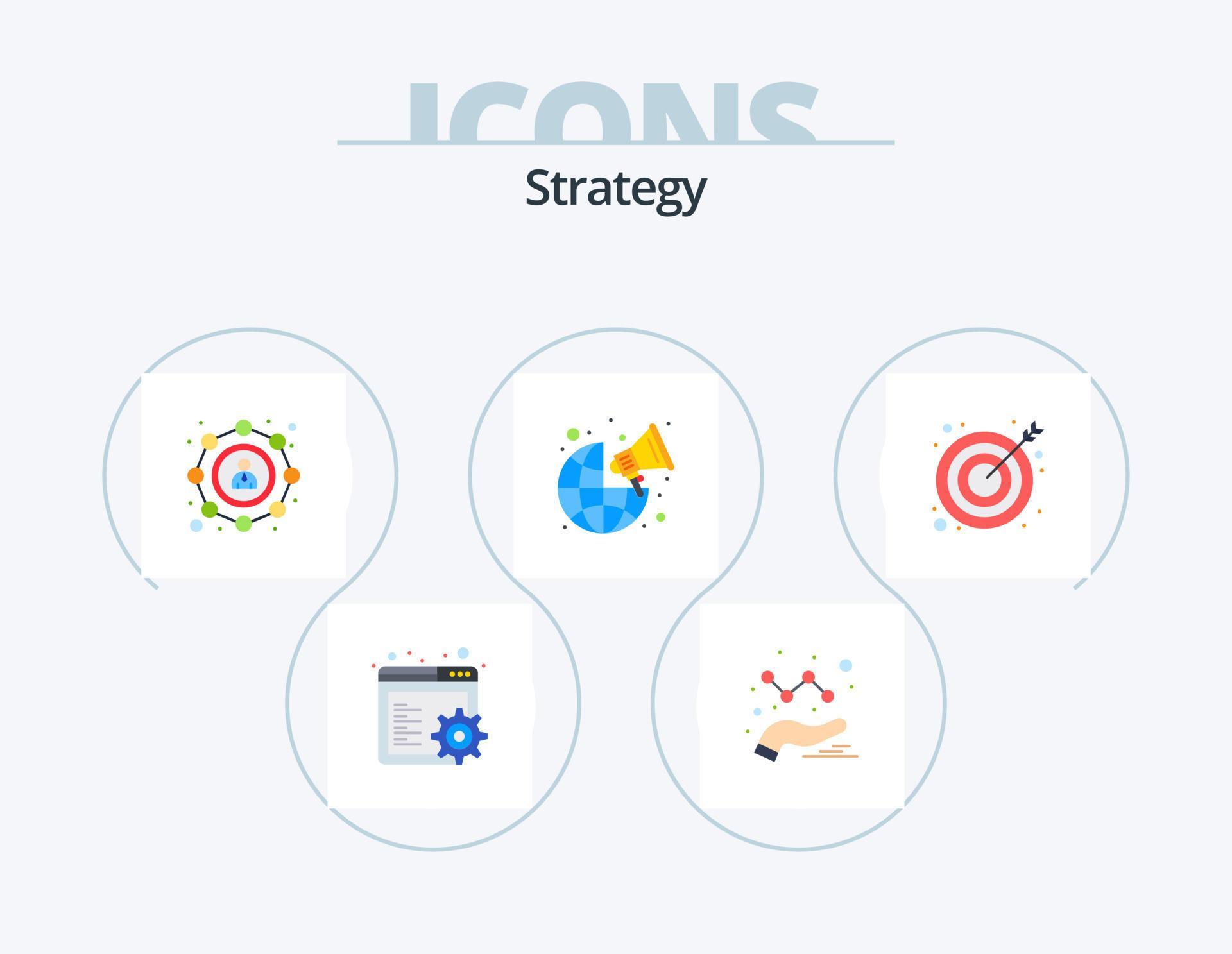 Strategy Flat Icon Pack 5 Icon Design. success. goal. sharing. arrow. marketing Stock Free